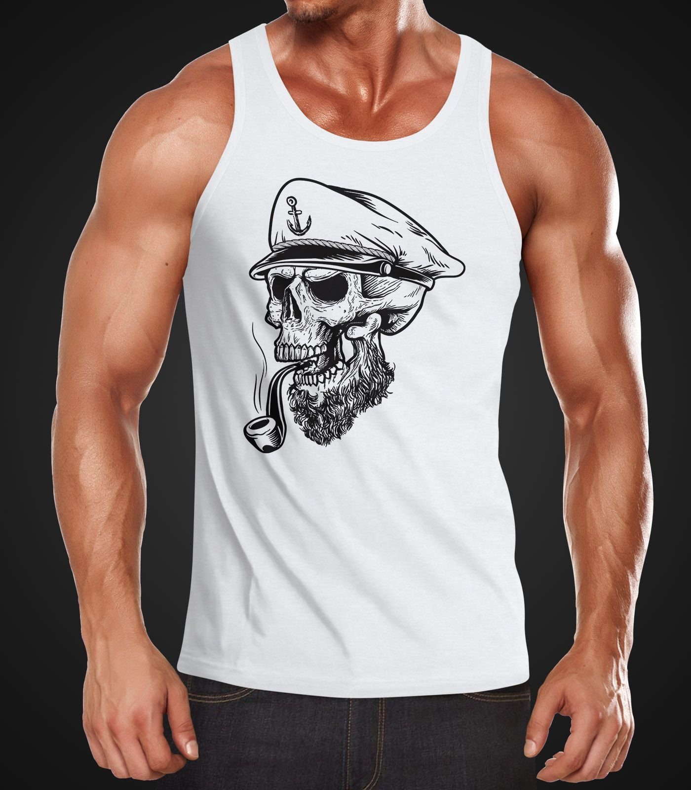 Neverless Tanktop Herren Tank-Top Captain Skull Beard Kapitän Totenkopf Bar günstig online kaufen