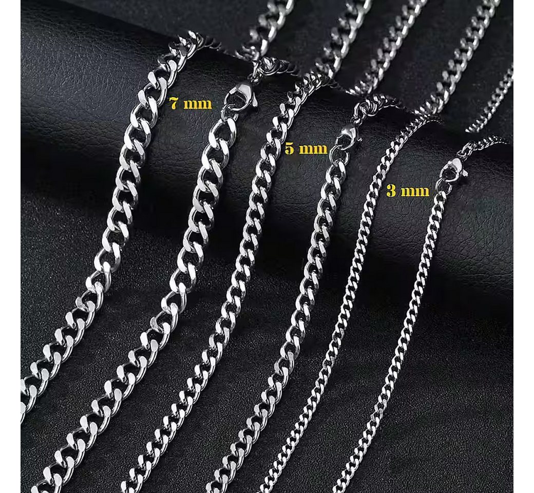 Ware aus aller Welt Panzerkette Halskette aus Edelstahl Breite: 3, 5 und 7mm Länge: 40, 50 und 60 cm