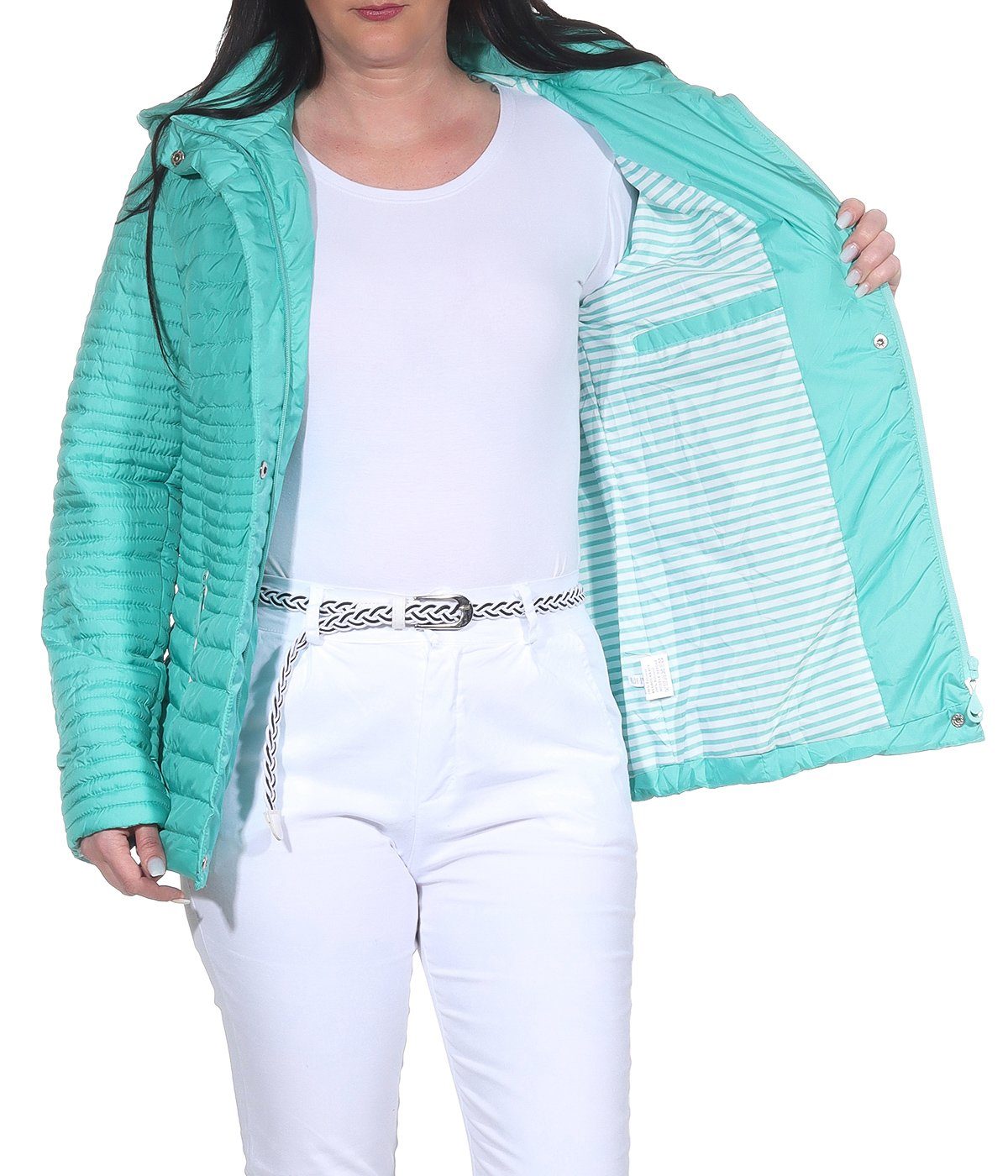 erhältlich, angenehm in leichte Aurela Damenmode auch Outdoor großen Übegrangsjacke Mint leichte Damen Größen Sommerjacke Steppjacke Jacke