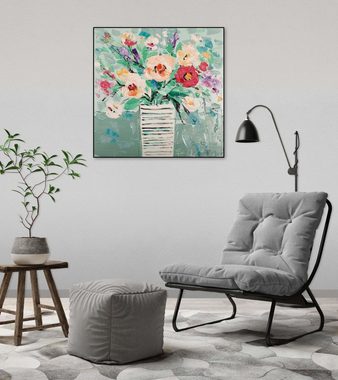 KUNSTLOFT Gemälde Bouquet der Freude 60x60 cm, Leinwandbild 100% HANDGEMALT Wandbild Wohnzimmer