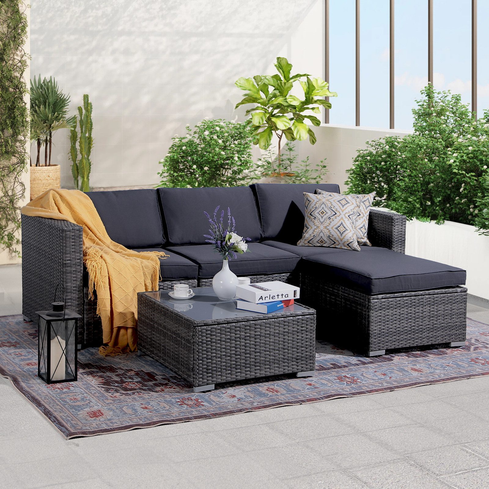 JOIVI Gartenlounge-Set Gartenlounge Set, 5-TLG Sitzgruppe günstig online kaufen