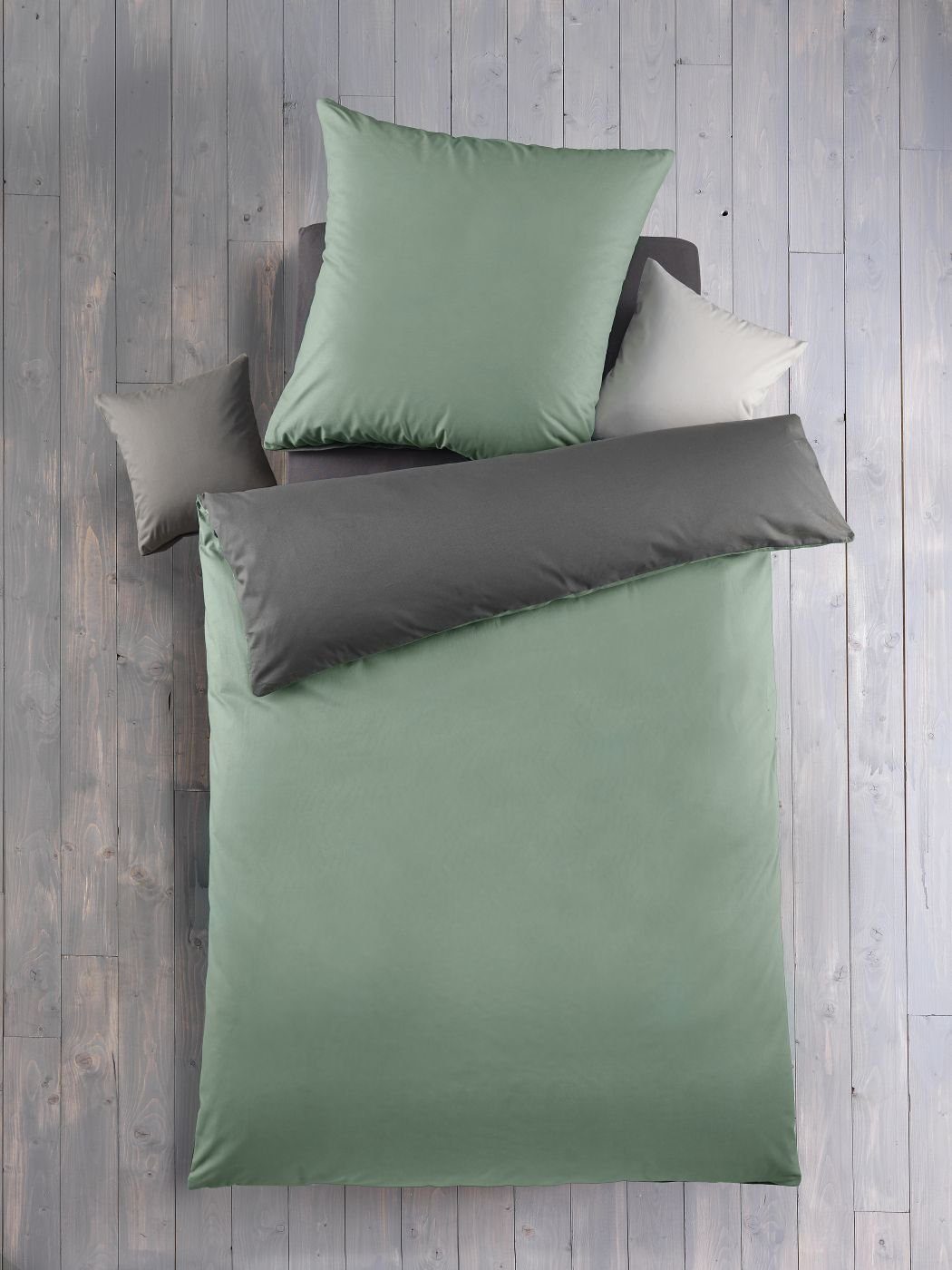 Optidream Bettwäsche Set Renforcé 135x200 Baumwolle salbei-grau grau, Renforcé, 2 teilig, Sommer Geschenke Idee Frauen Männer weich sale Reißverschluss Partner