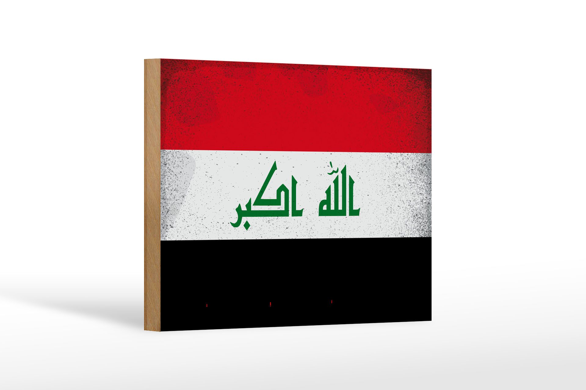 Femer GmbH Holzbild Flagge Irak 18x12 cm Flag of Iraq Vintage, Flaggen (1 St), Glatte Holzfaserplatte (MDF), vorn beschichtet