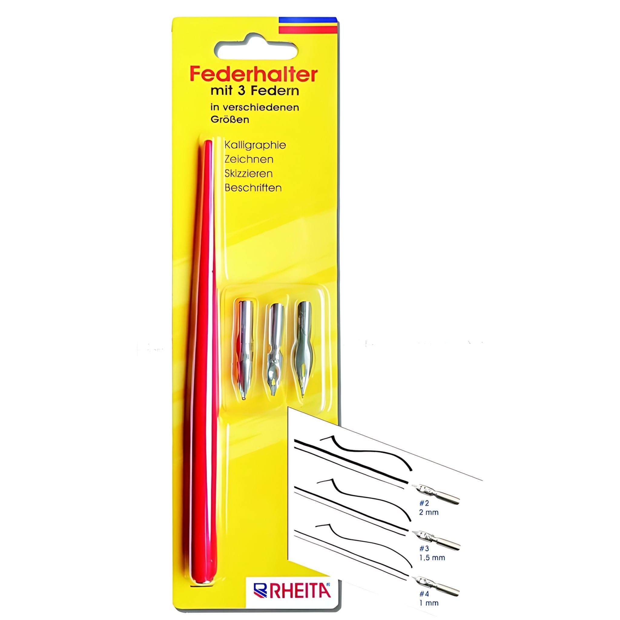 Rheita Kalligraphie-Stift Rheita Federhalter-Set bestehend aus Federhalter und 3 Federn in