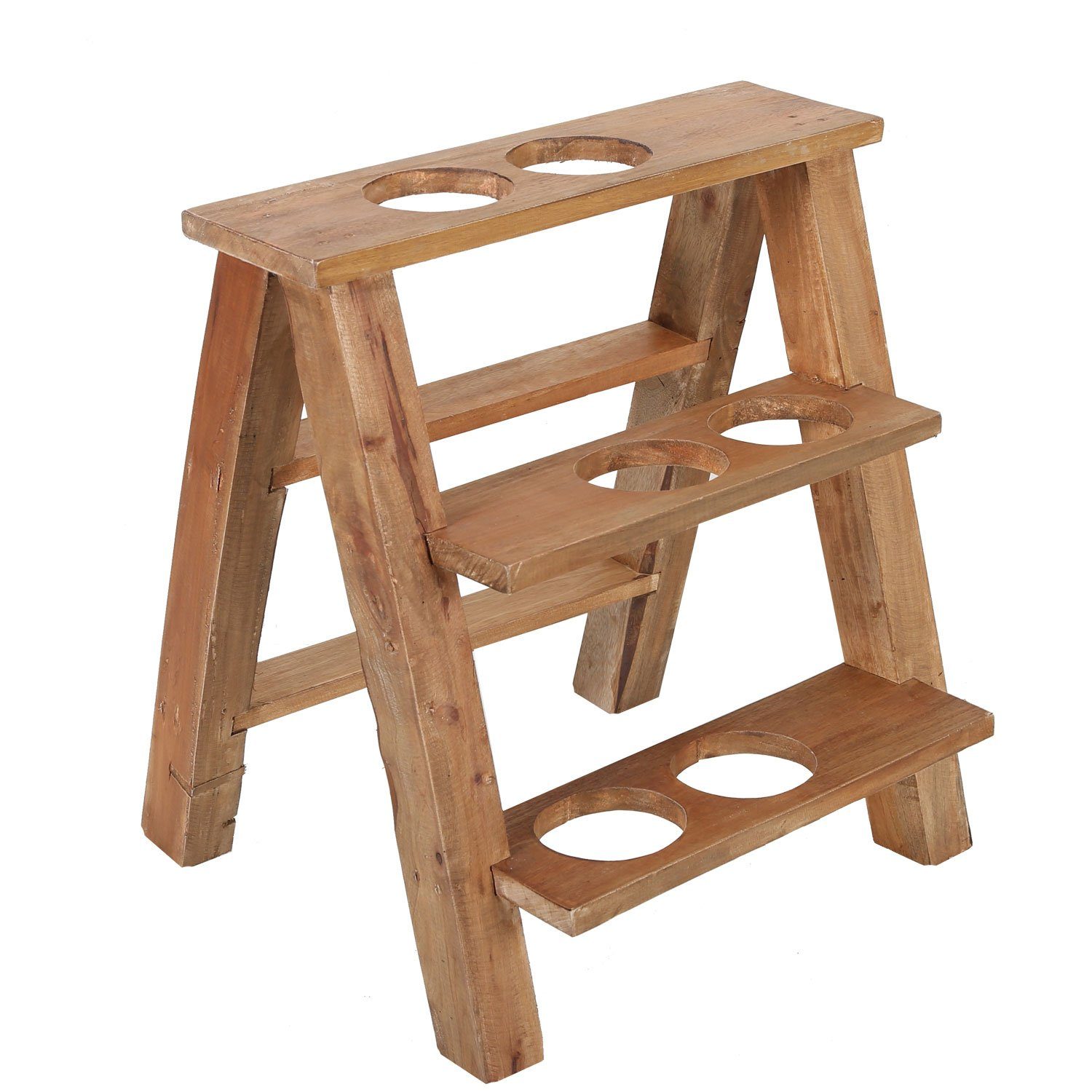 Casa Moro Pflanzentreppe Pflanzenregal Holz VINCENZA Blumenleiter aus Massivholz (Klappregal klappbar), Pflanzentreppe Leiter Deko Regal 3 Ablagen