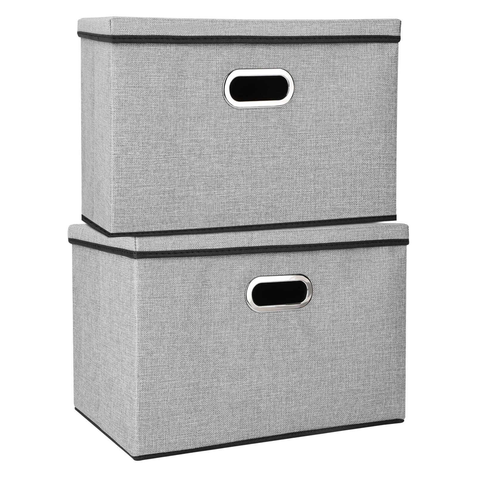 Aufbewahrungsbox 2 Stück Aufbewahrungsbox mit Deckel Faltbox 45x30x30cm Grau