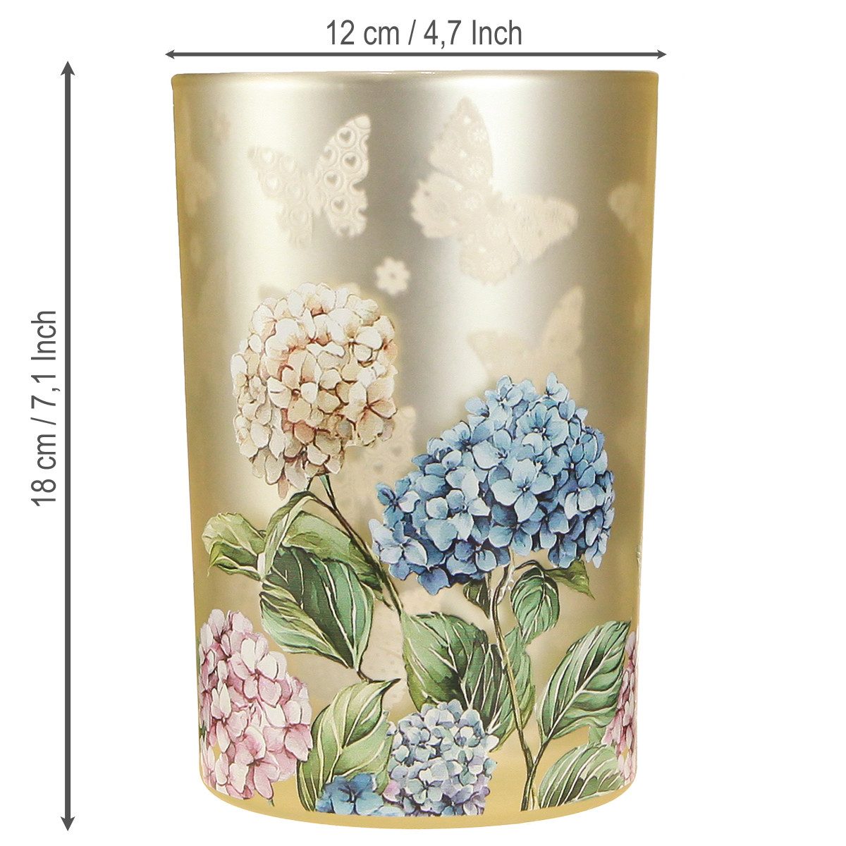 Florists Products Windlicht Teelichthalter Glasdekor Blütenmotiv für stimmungsvolle