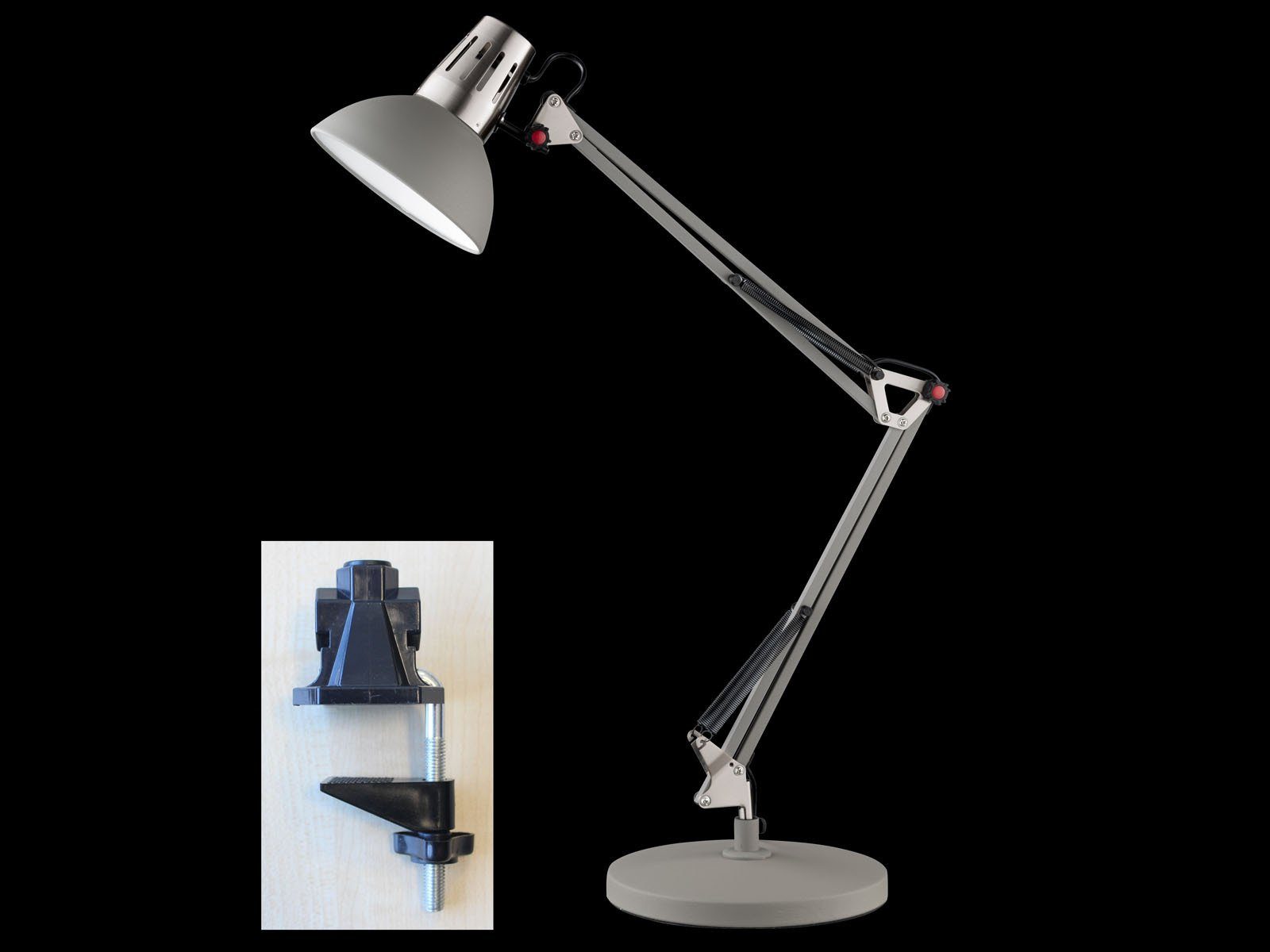 FISCHER & HONSEL Bürobeleuchtung wechselbar, LED Grau 74,5cm Retro Schreibtischlampe, Höhe LED Klemmleuchte Arbeitsplatzbeleuchtung Warmweiß