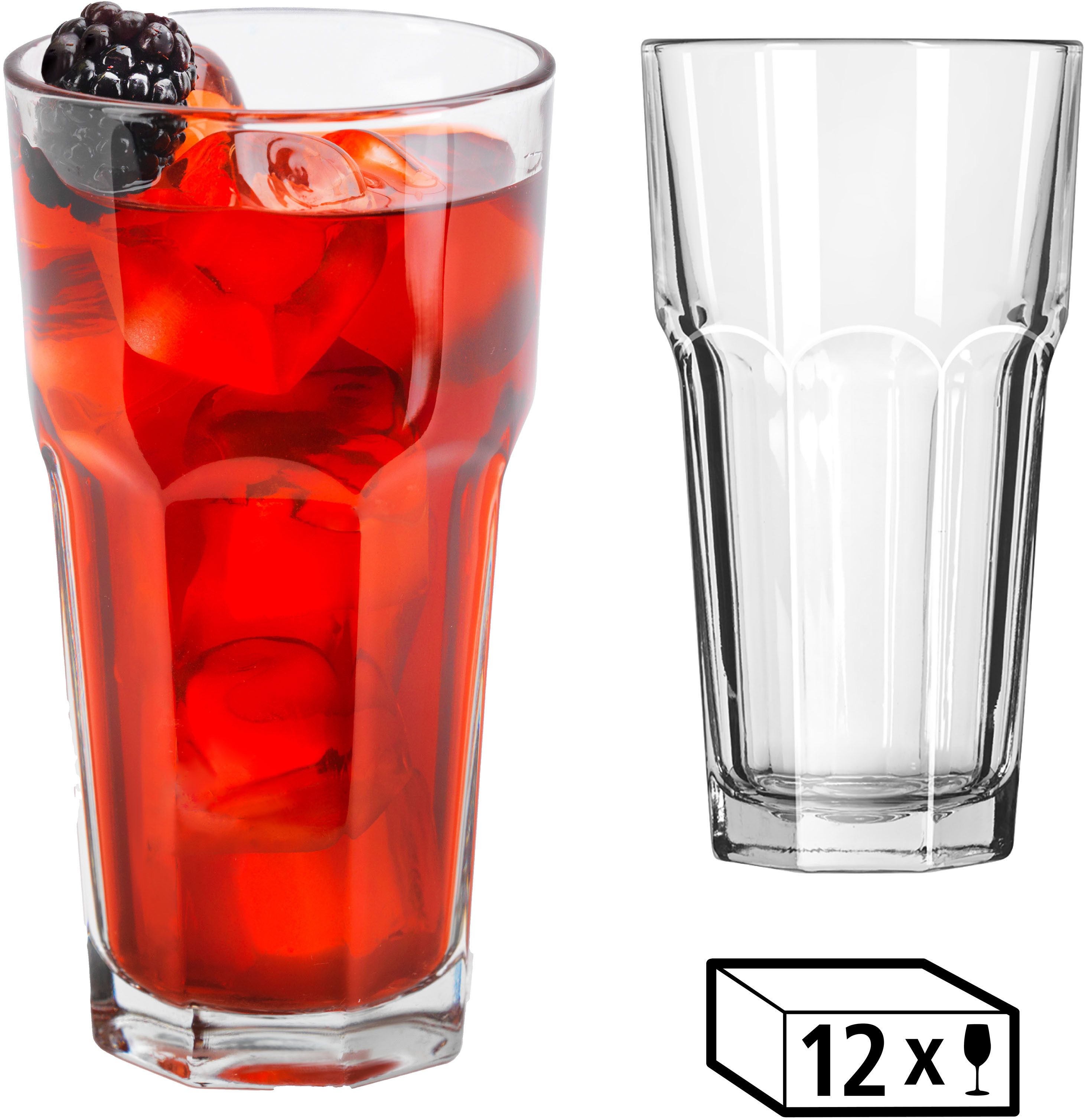 Gläser-Set Cooler Glas -GIBRALTAR- 473 ml, Ø: 8,5 cm, H: 16 cm, 12er Set