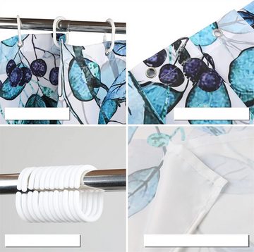 RefinedFlare Duschvorhang Wasserdichter Duschvorhang mit blauem Blattblumenmuster (1-tlg)