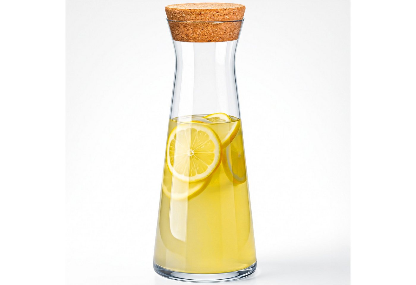 KONZEPT Wasserkaraffe mit Deckel – 1 Liter, robustes Glas, BPA-frei, stilvoll und stabil, (1-tlg), Für Wasser & Wein – auch als elegante Blumenvase nutzbar
