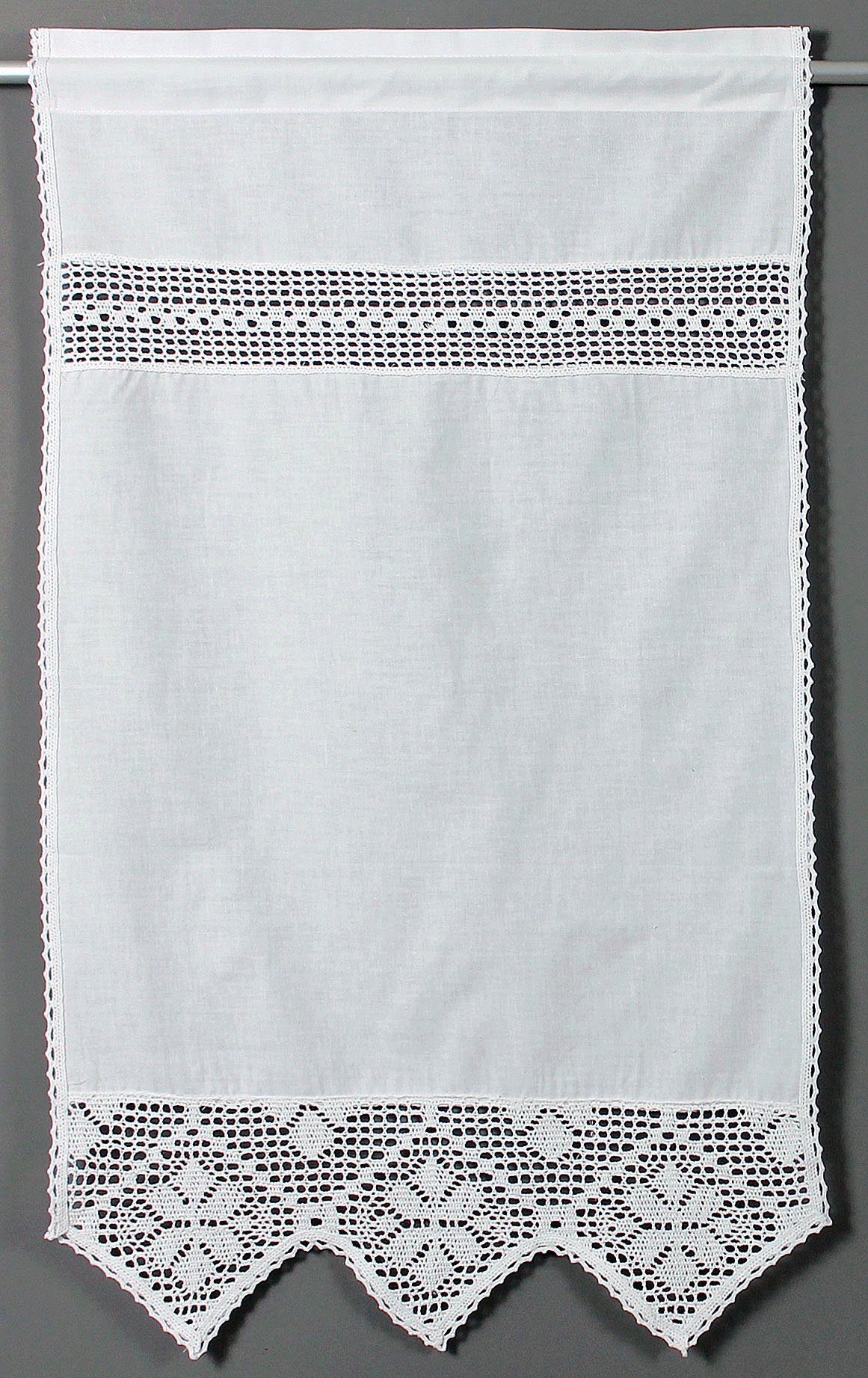 maschinell OF - Bärental, Scheibengardine gefertigte HOME DECO, St), Häkelspitze ART halbtransparent, HOSSNER (1 Stangendurchzug