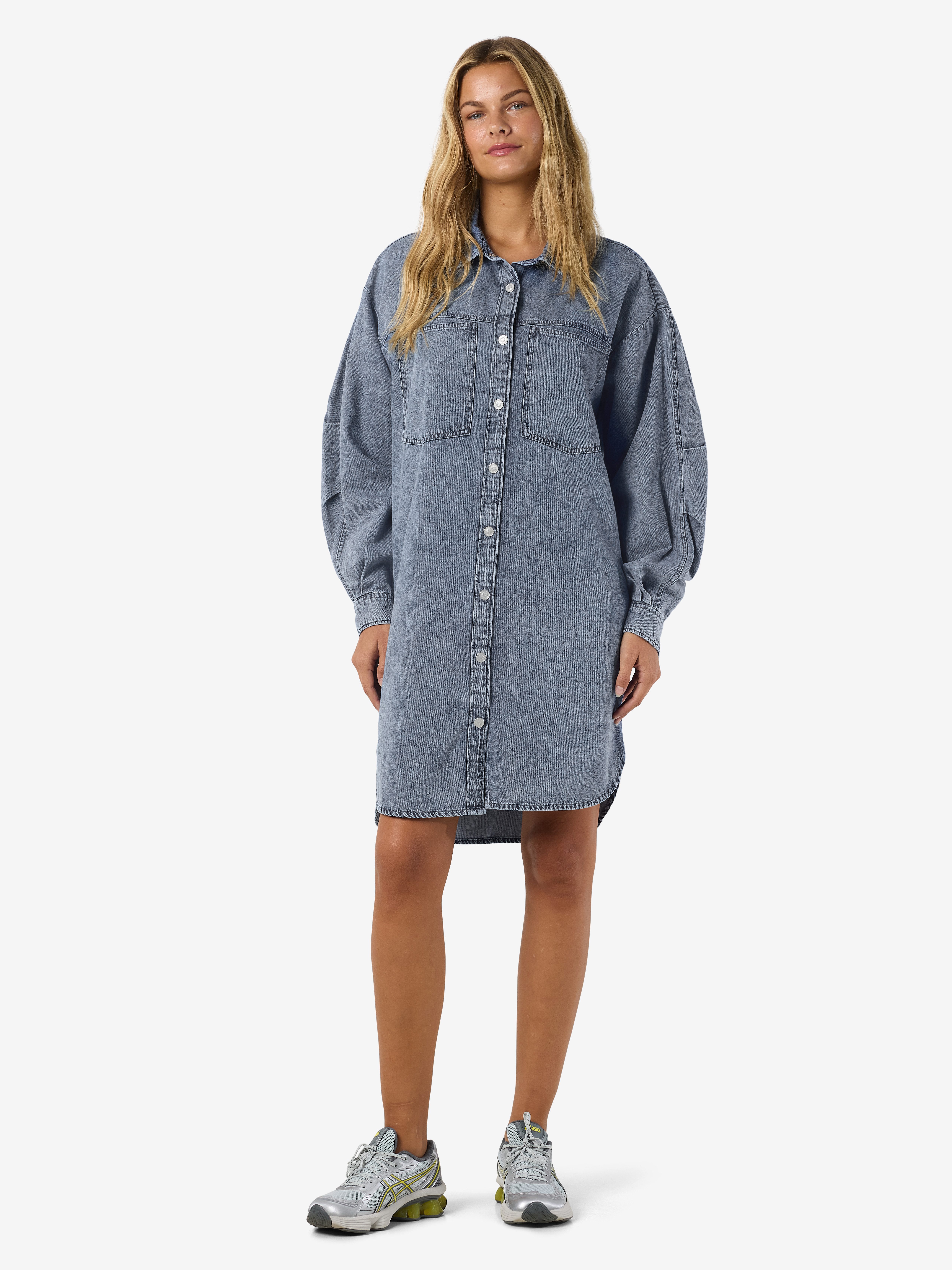 Noisy may Jeanskleid NMENZA RICA LS SHIRT DRESS Baumwolle, loose fit