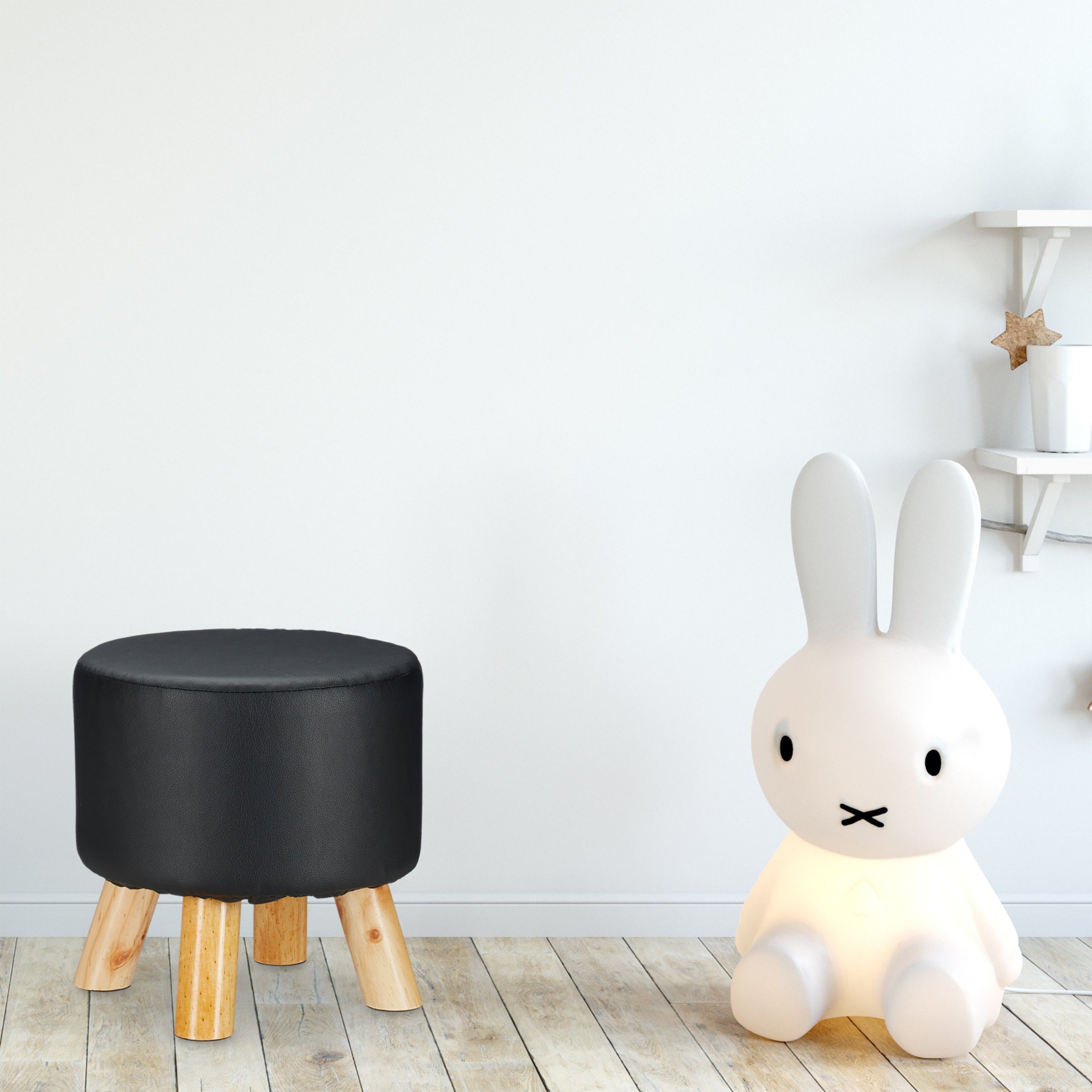 relaxdays Hocker Kunstled, Schwarz günstig online kaufen