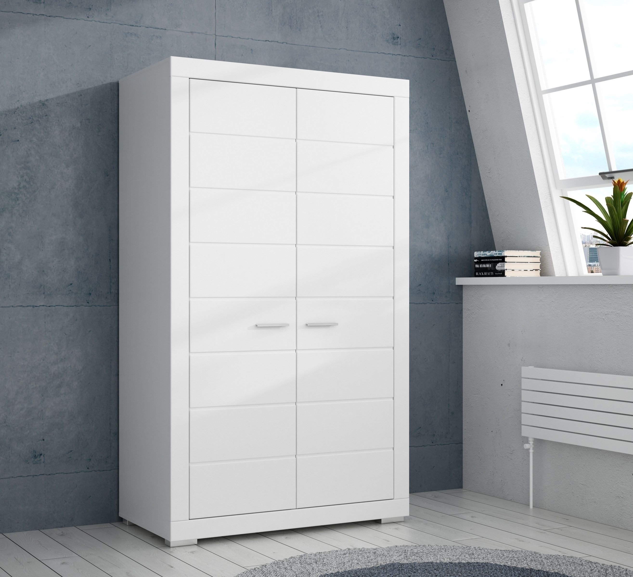freiraum Kleiderschrank SNOW 2 Türen, 1 Stange, 1 Boden, in weiß - 116x198,5x59,3cm (BxHxT)