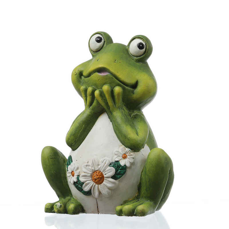 MARELIDA Gartenfigur verträumter Frosch Rosie Dekofigur Tierfigur für Beet Gartendeko 21cm