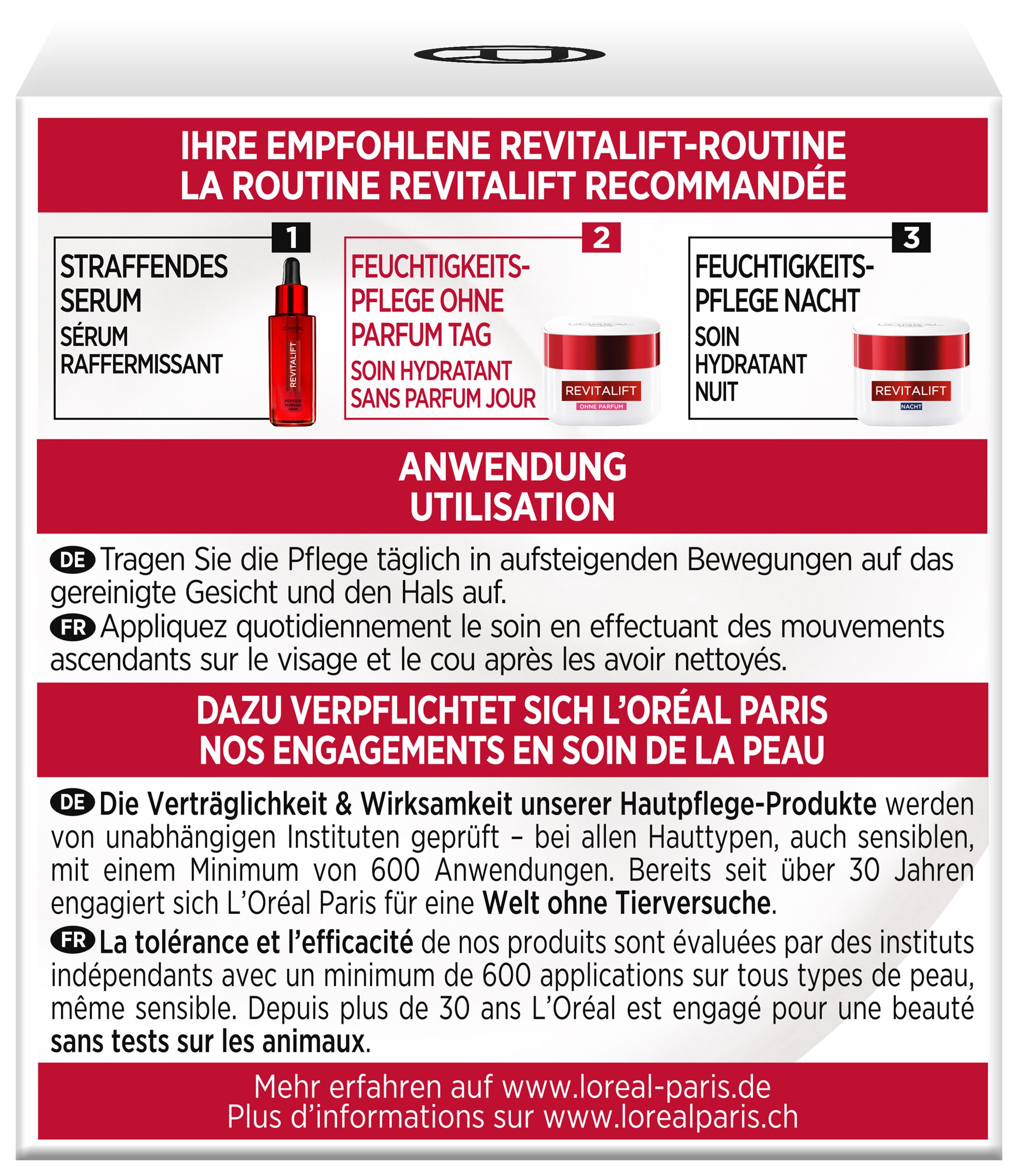 L'ORÉAL PARIS Feuchtigkeitscreme REVITALIFT KLASSIK OHNE PARFUM, für sensitive Haut, ohne Parfüm und Alkohol, mildert Falten