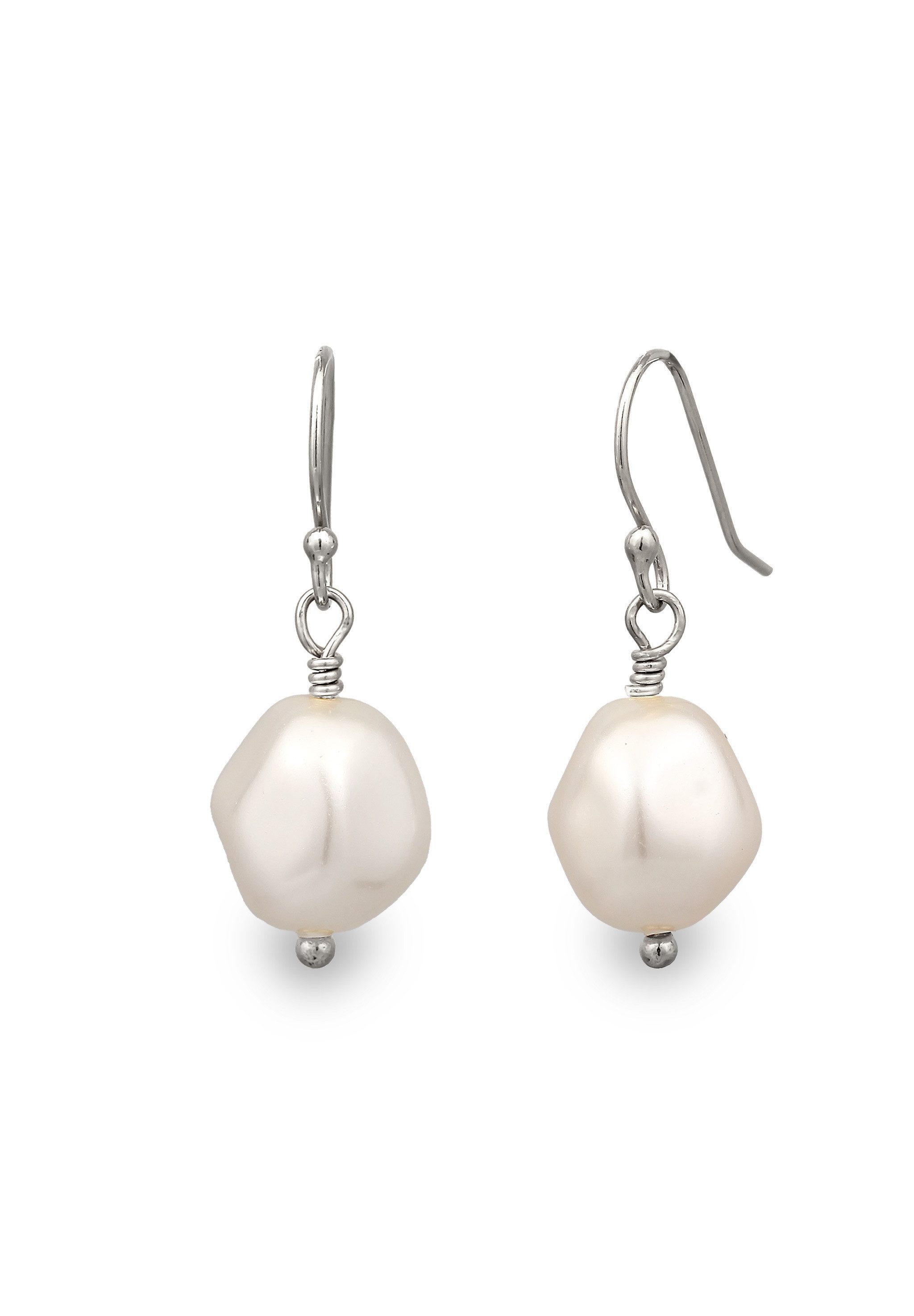 Perlenohrringe Ohrhänger kurz Synthetische Perle Weiß 925 Sterling Silber