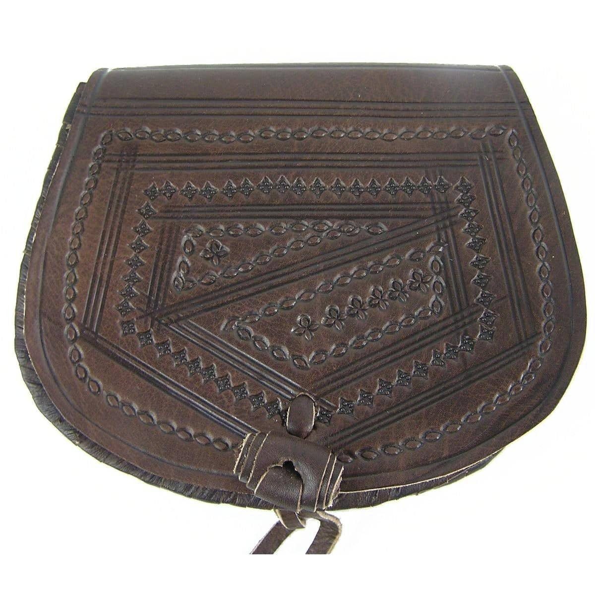Dunkelbraun Handtasche Oval, Umhängetasche SIMANDRA aus Leder