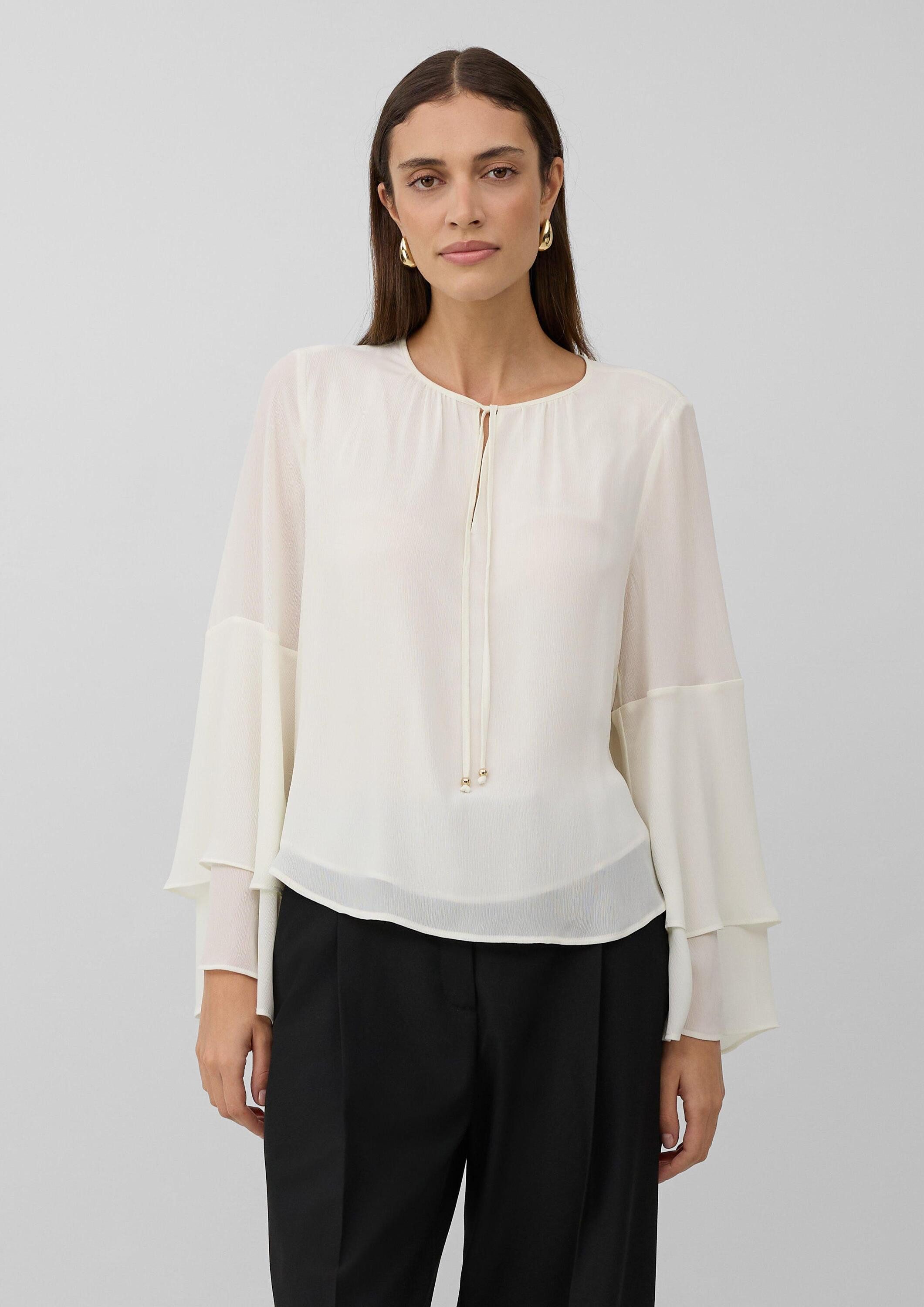 s.Oliver Langarmbluse Bluse Tunika-Bluse mit fließenden Volant-Ärmeln günstig online kaufen