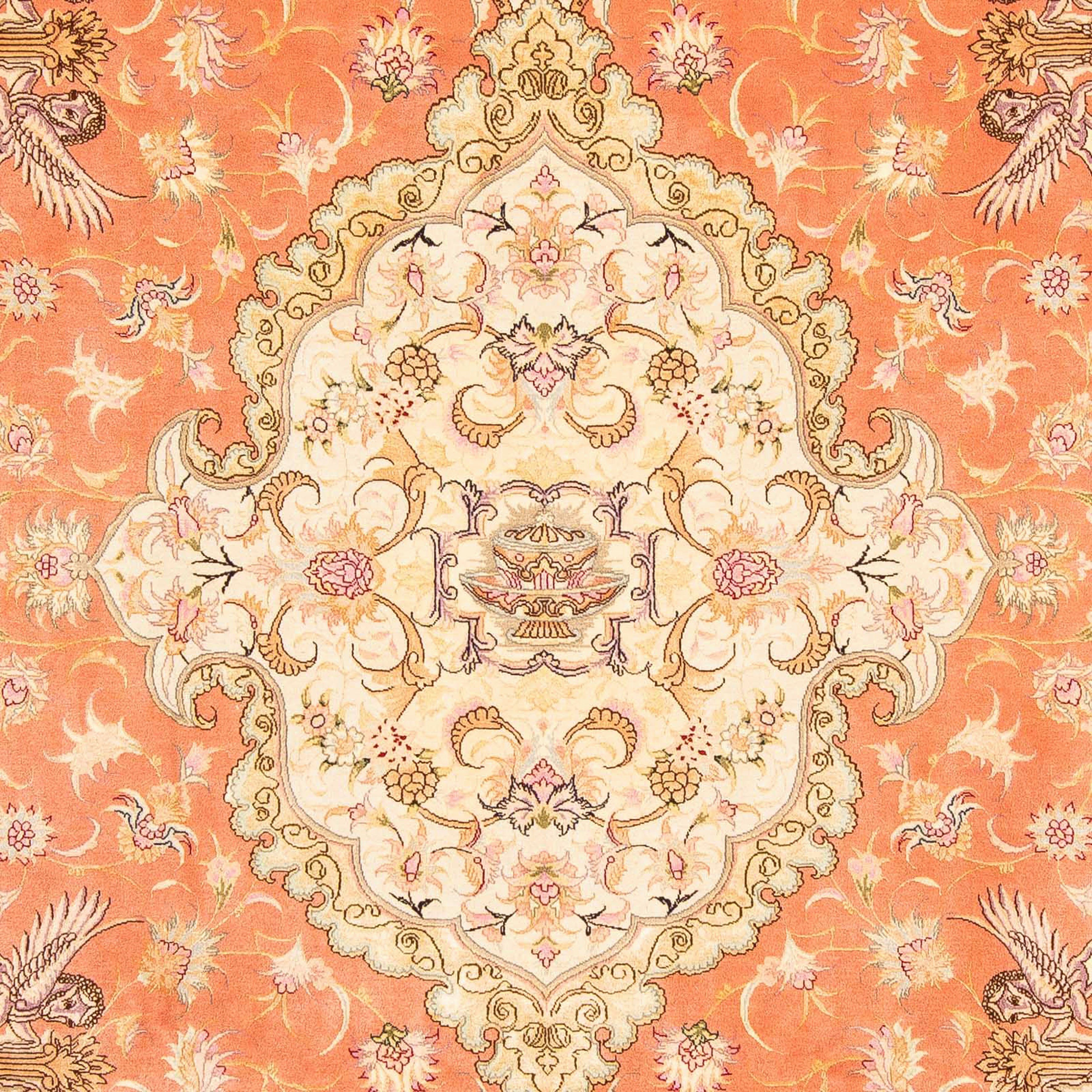 Orientteppich Perser morgenland, 7 rechteckig, - Zertifikat Einzelstück 200 beige, mm, Wohnzimmer, Höhe: cm x mit - - Handgeknüpft, - 304 Täbriz Royal
