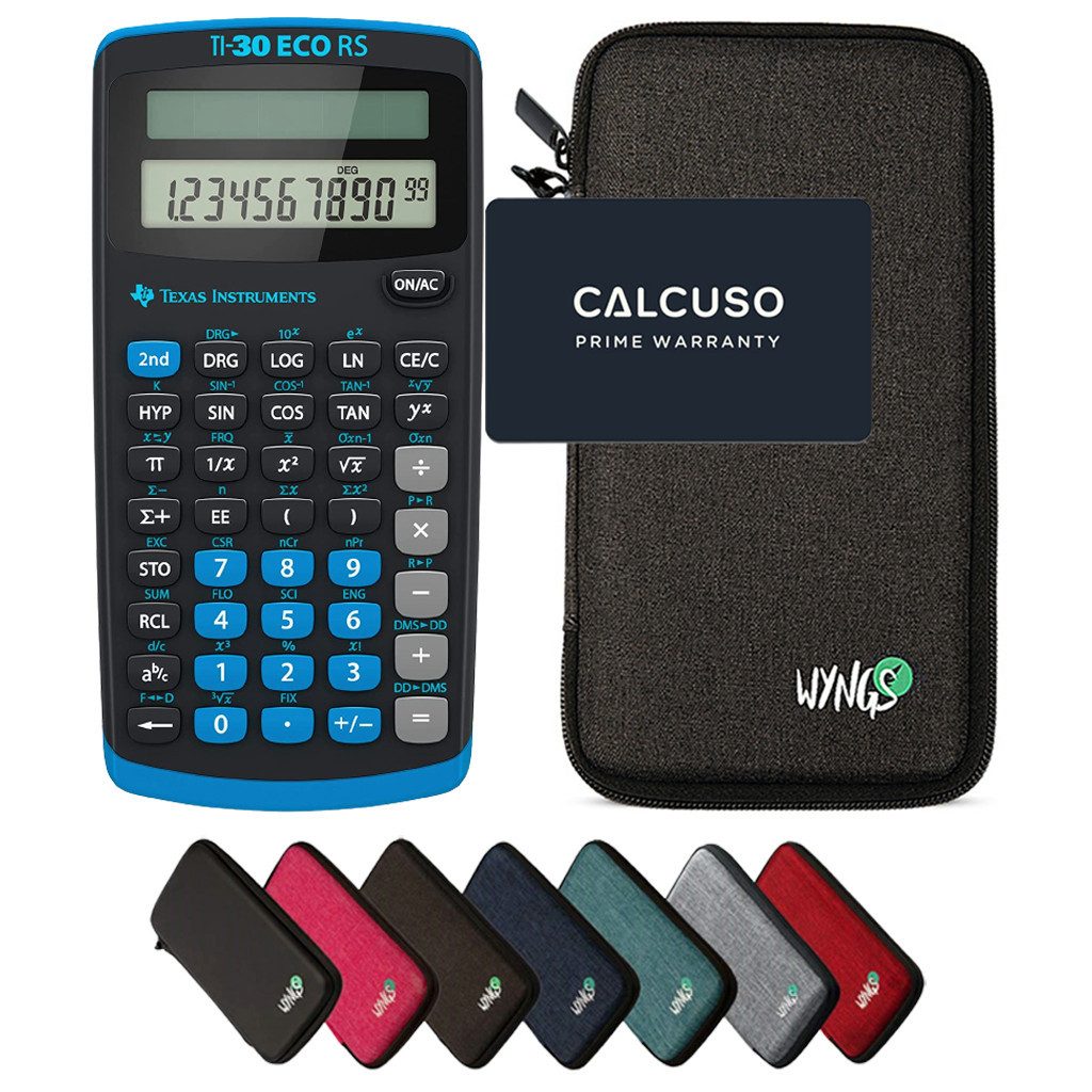 Texas Instruments Taschenrechner TI-30 ECO RS inkl. WYNGS Schutztasche Dunkelgrau