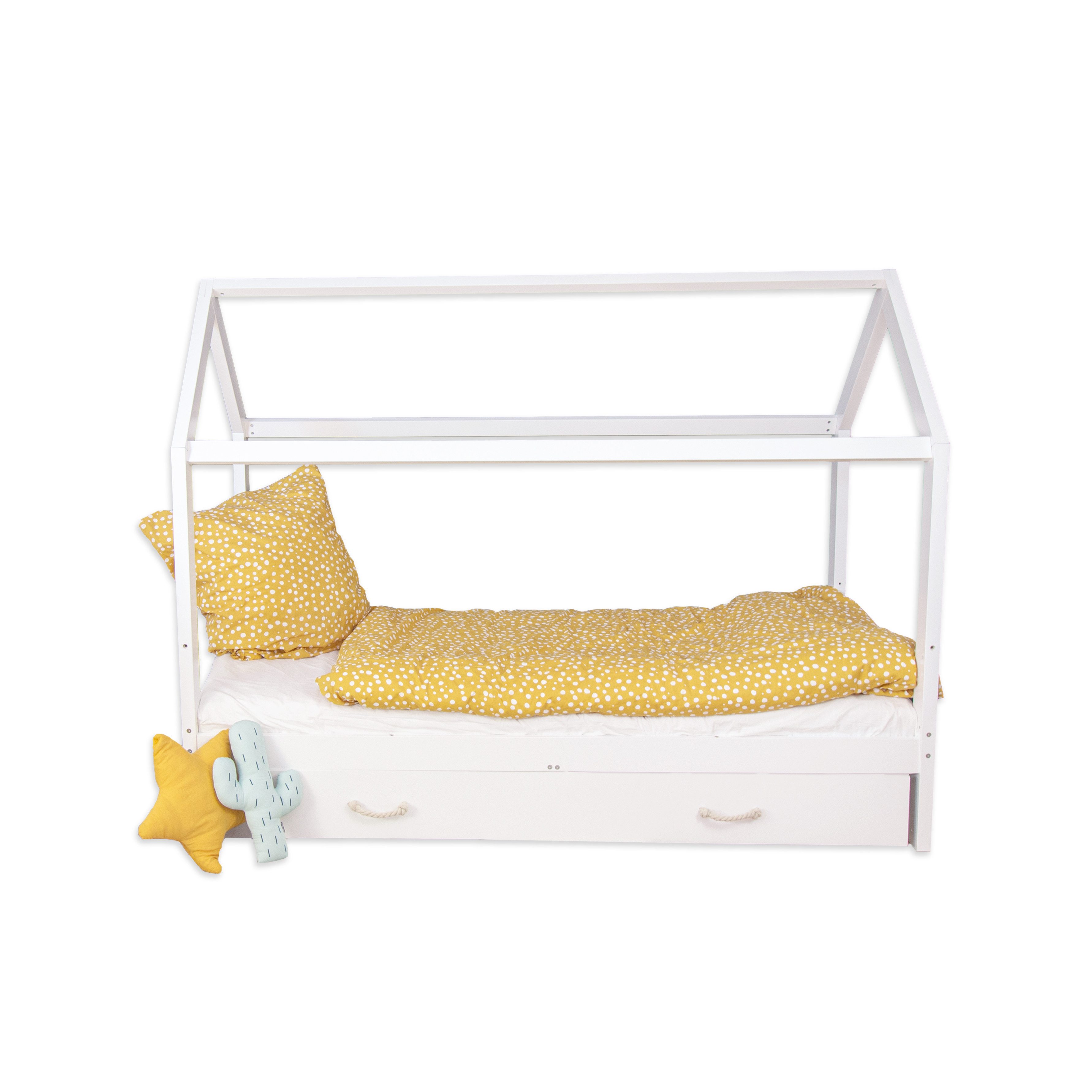 Puckdaddy GmbH Kinderbett Carlotta (200x90cm) mit abnehmbarem Rausfallschutz