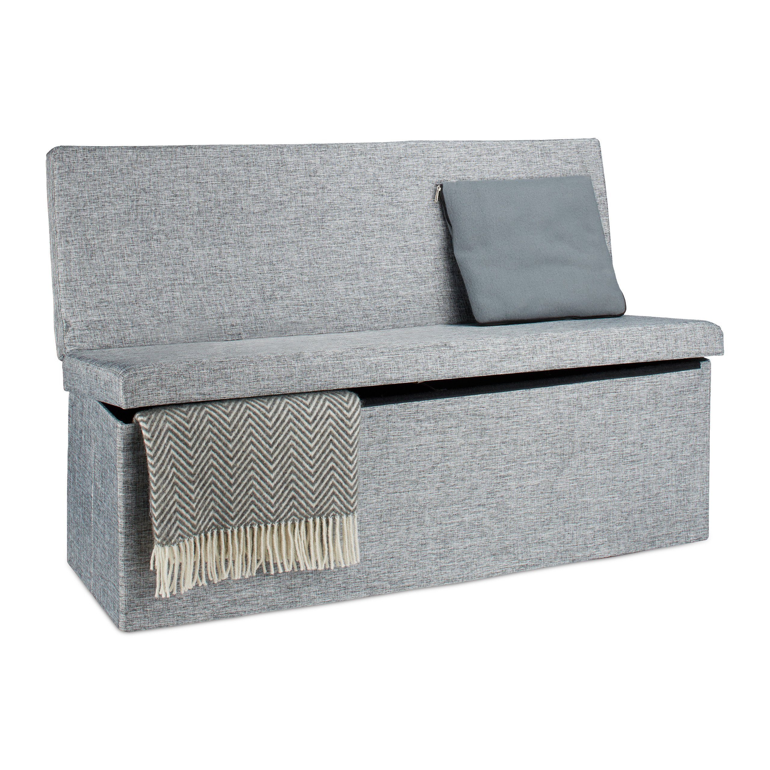 relaxdays Sitzhocker Faltbarer Sitzhocker mit Lehne XL, grau günstig online kaufen