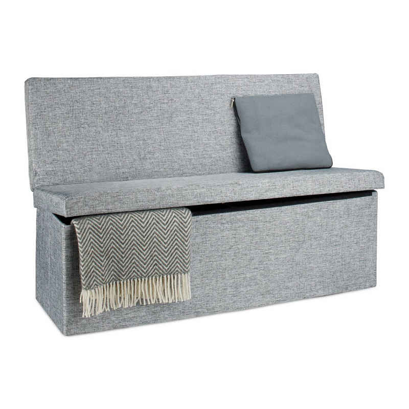 relaxdays Sitzhocker Faltbarer Sitzhocker mit Lehne XL, Grau