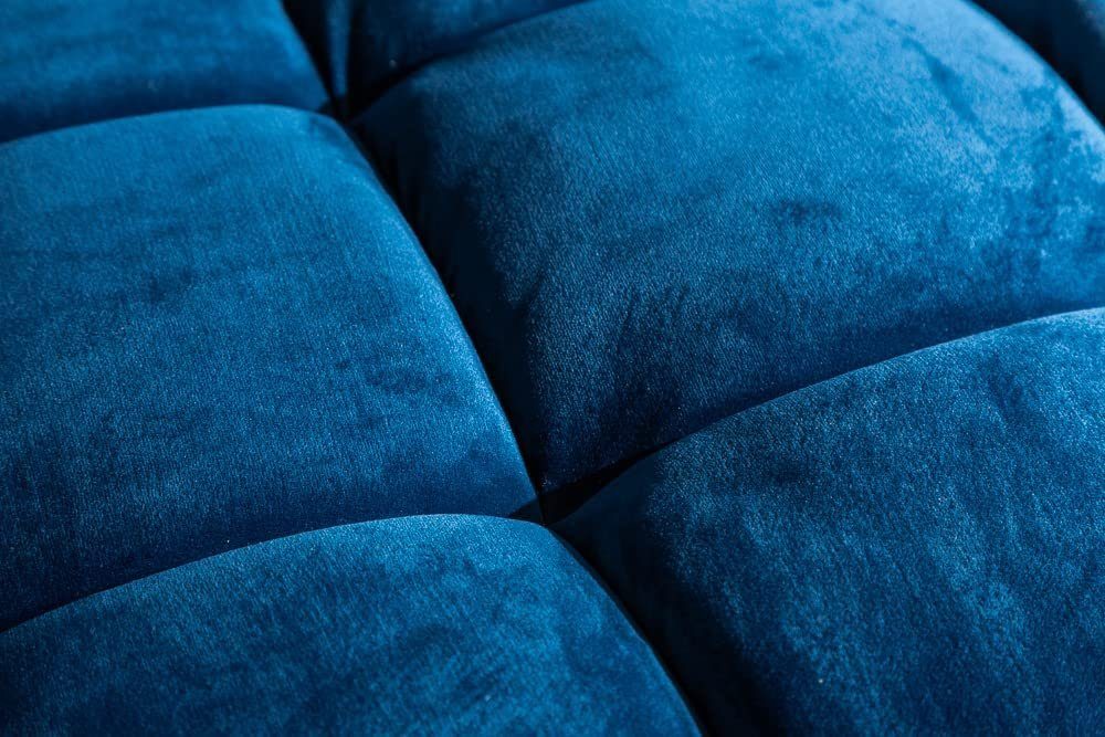LebensWohnArt Sofa Modernes 220cm blau Samt Federkern Sofa COMFORT 3er
