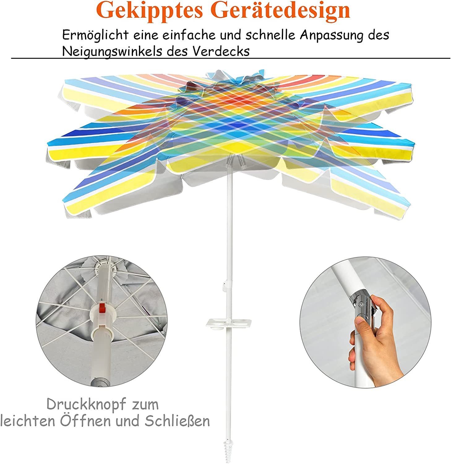 KOMFOTTEU Sonnenschirm Terrassenschirm, Ø 220 cm,Sonnenschutz günstig online kaufen