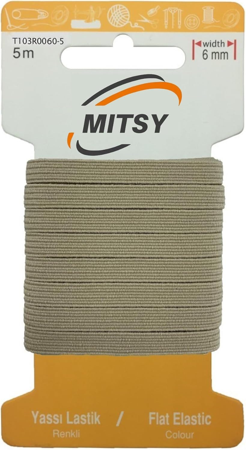 MITSY Gummibänder elastisches Gummiband 1,5/3/5/6/8/10/20/30 mm Gummilitze 5/10/25/100 m, Reißfest, Stark für Kleidung & DIY, ISO 9001/14001/OHSAS zertifiziert