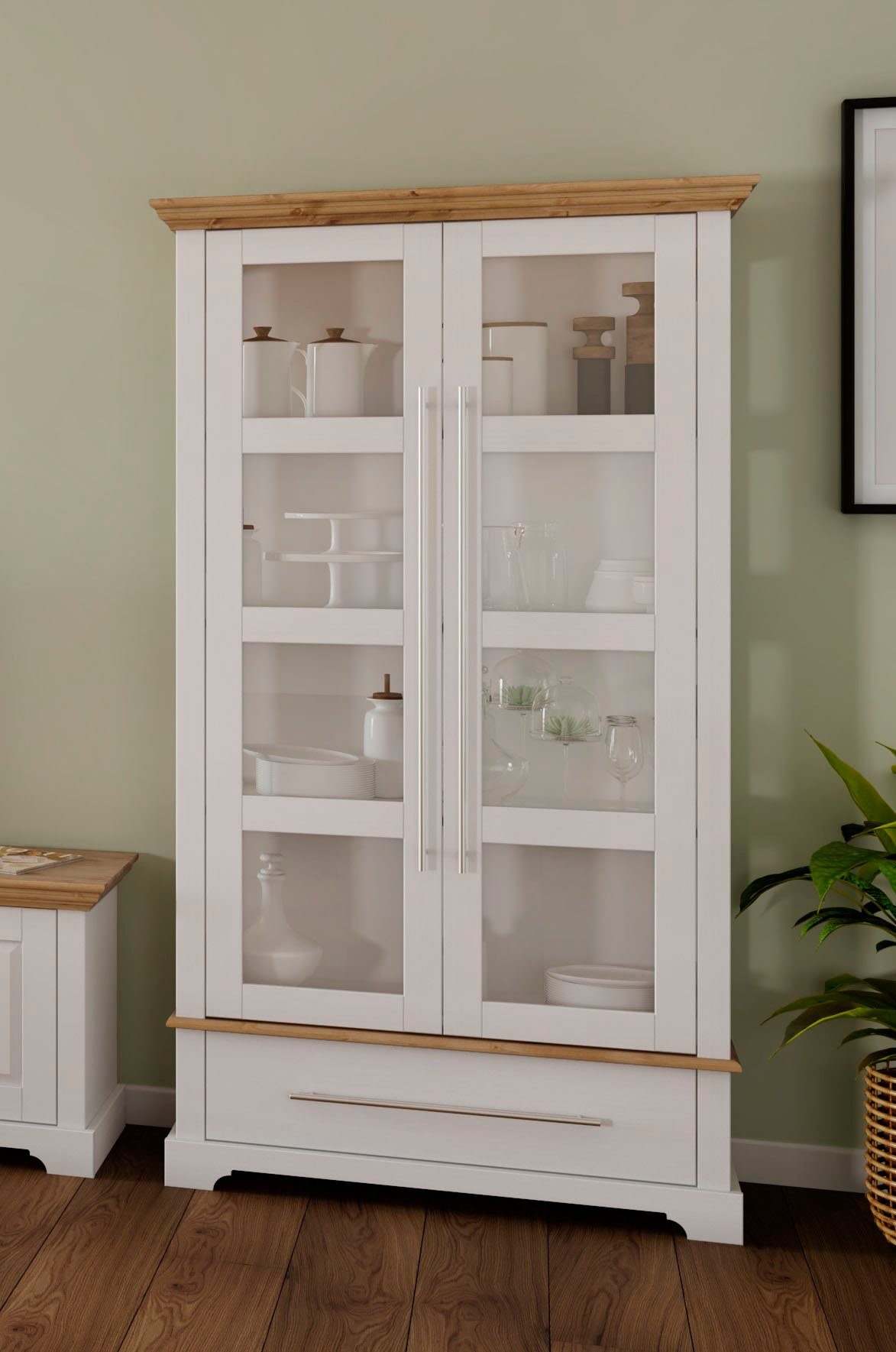 OTTO home Vitrine Meliss Höhe 169 cm, Breite 94 cm, 2-türig, Kiefer massiv, günstig online kaufen