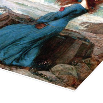 Posterlounge Poster John William Waterhouse, Miranda, das Unwetter, Badezimmer Maritim Malerei