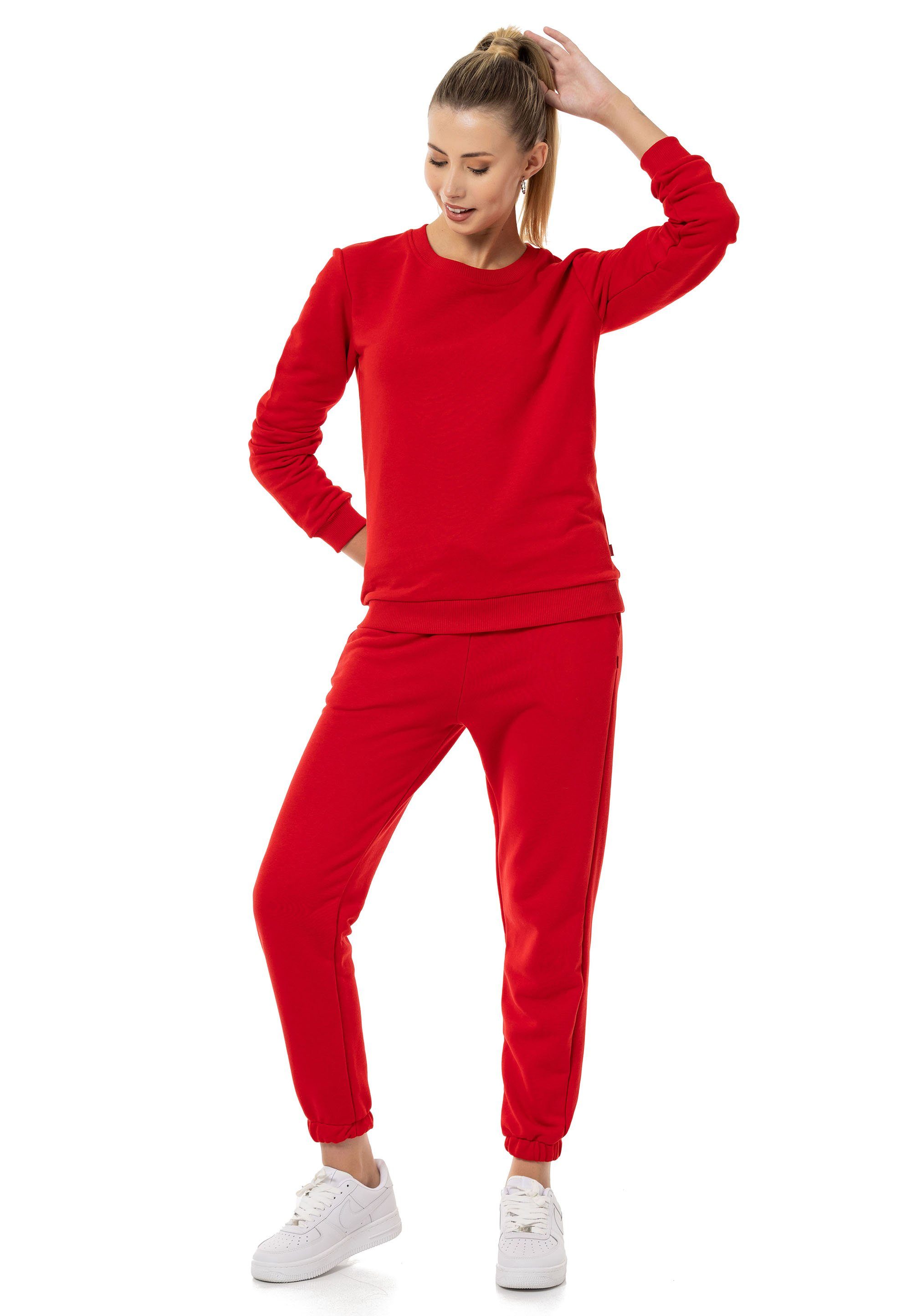 RedBridge Jogginganzug Rot Sweatpant Premium mit Basic (Spar-Set, Qualität Sweatshirt 2-tlg), Premium