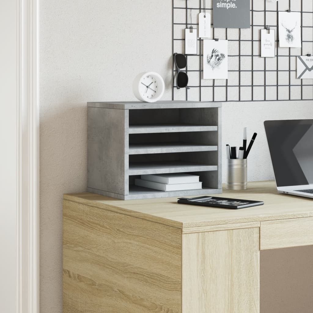 vidaXL Organizer Schreibtisch-Organizer Betongrau 36x26x29,5 cm Holzwerkstoff