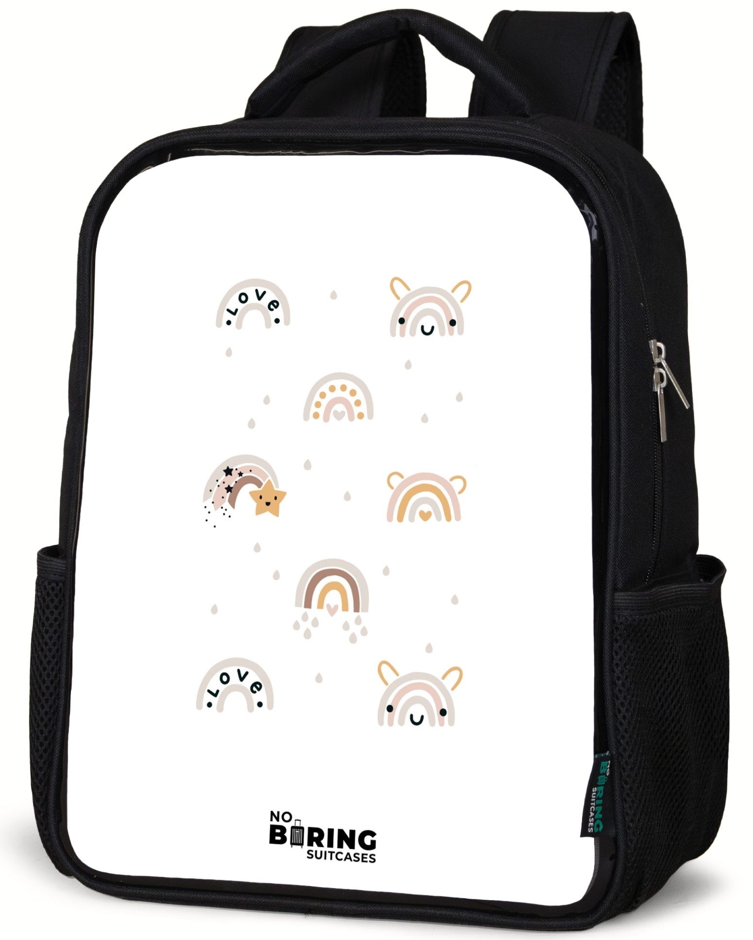 NoBoringSuitcases.com© Rucksack Regenbogen - Sterne - Pastell - Kinder, Kinderrucksack Schwarz, Schulrucksack, Freizeitrucksack Jungen Mädchen