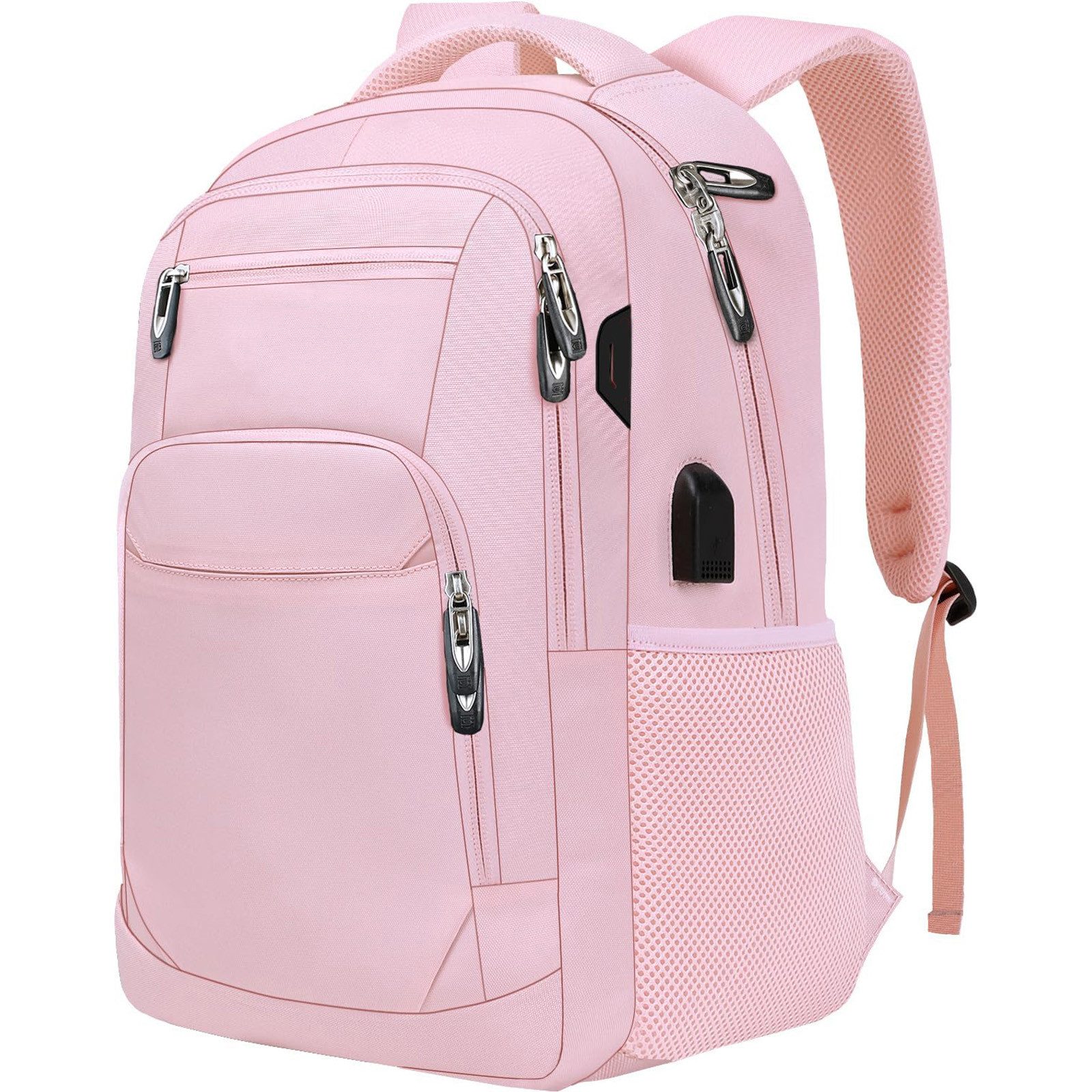 OKWISH Laptoprucksack Laptop Rucksäcke Schulrucksack Wasserbeständig Laptoptasche (Uni Tasche Businessrucksack Sportrucksack, Anti-Diebstahl, Backpack mit Laptopfach, mit USB-Anschluss), Herren Damen Jungen Teenager Arbeit Business Freizeit Reisen