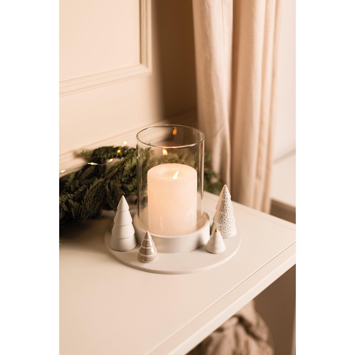 Räder Windlicht Design Windlicht Blockkerzenhalter Tannen Weiß-Gold günstig online kaufen