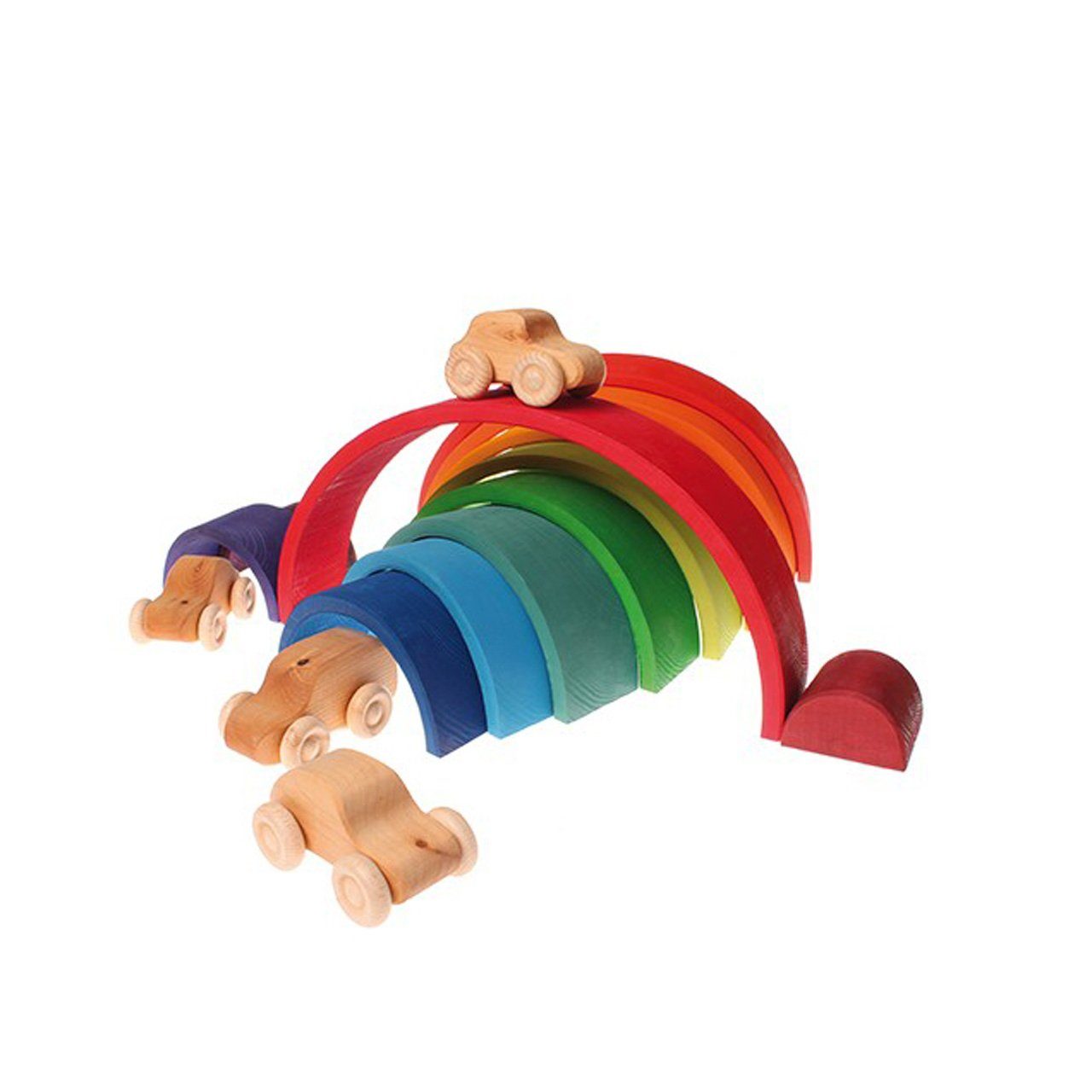 GRIMM´S Spiel und Holz Design Holzspielzeug Regenbogen Groß 12 Holzbausteine Spielbausteine
