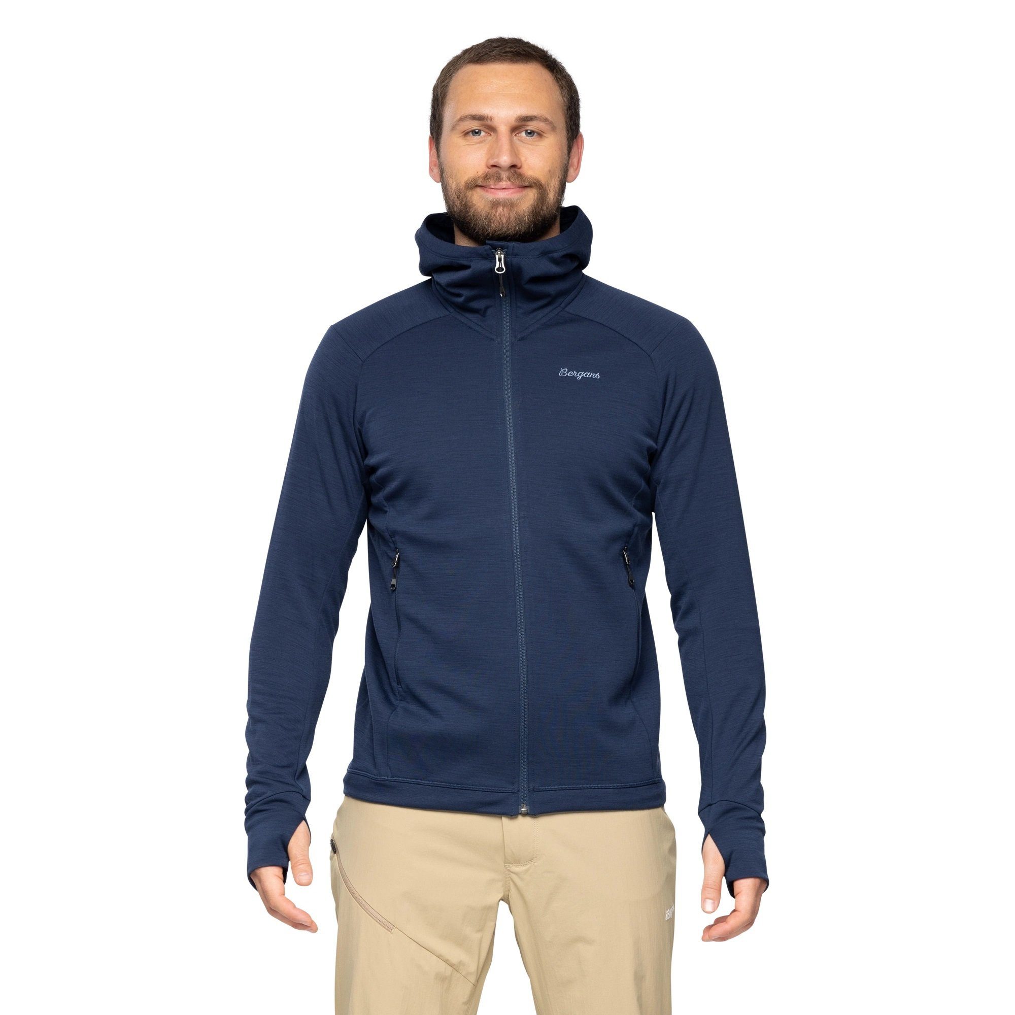Bergans Fleecejacke Wander-/Freizeitjacke Rabot Merino Tech Midlayer (Merinomix) navyblau