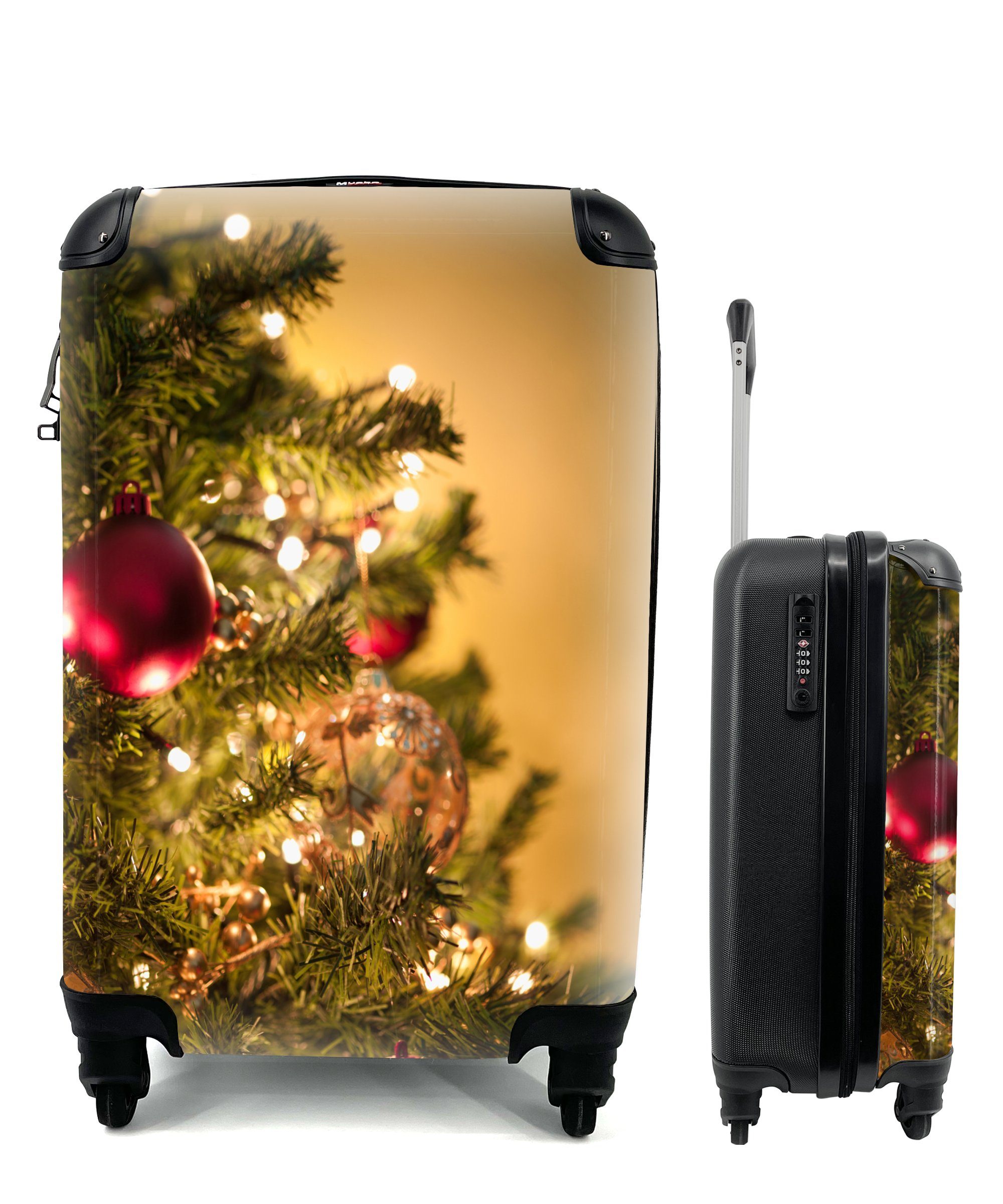 Handgepäck mit Ein Reisekoffer Ferien, bunten 4 Trolley, mit rollen, Weihnachtsbaum Rollen, für MuchoWow Handgepäckkoffer Reisetasche Kugeln,