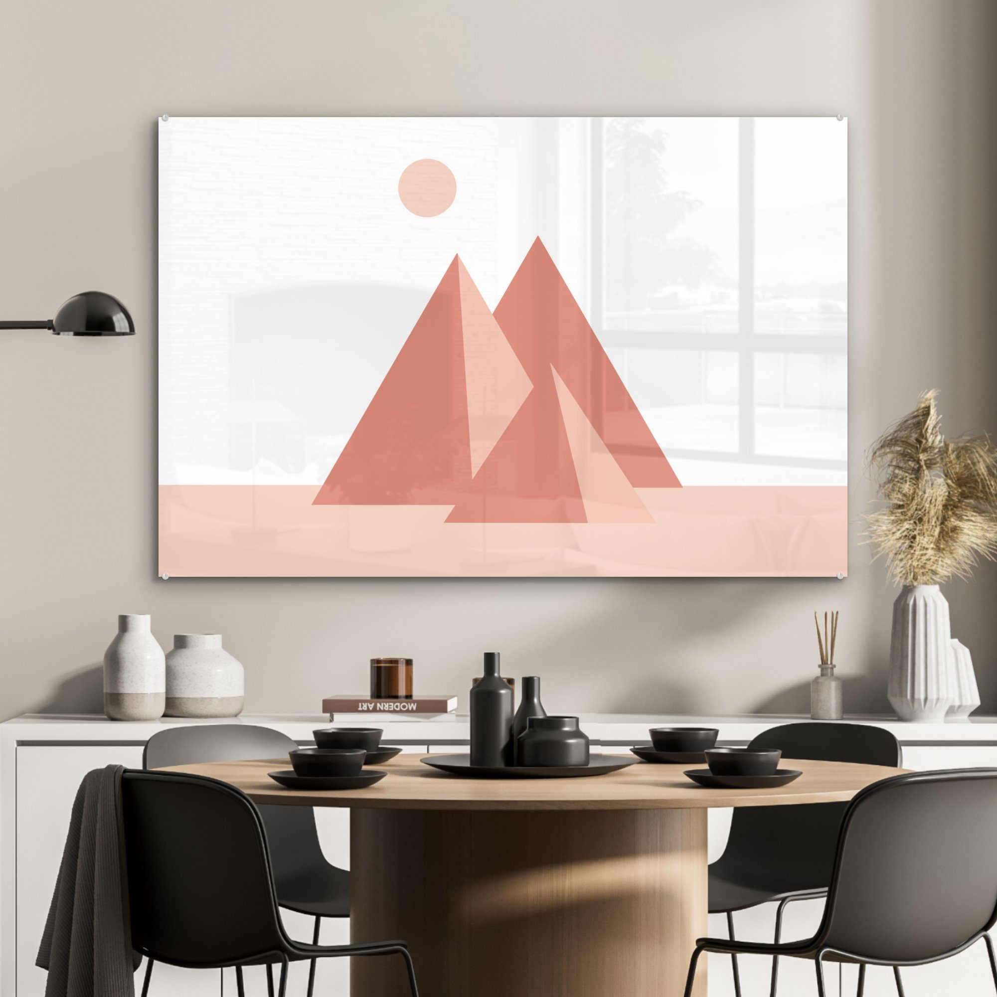 MuchoWow Acrylglasbild Illustration St), abstrakten Acrylglasbilder Pyramiden, (1 Schlafzimmer von Wohnzimmer & drei