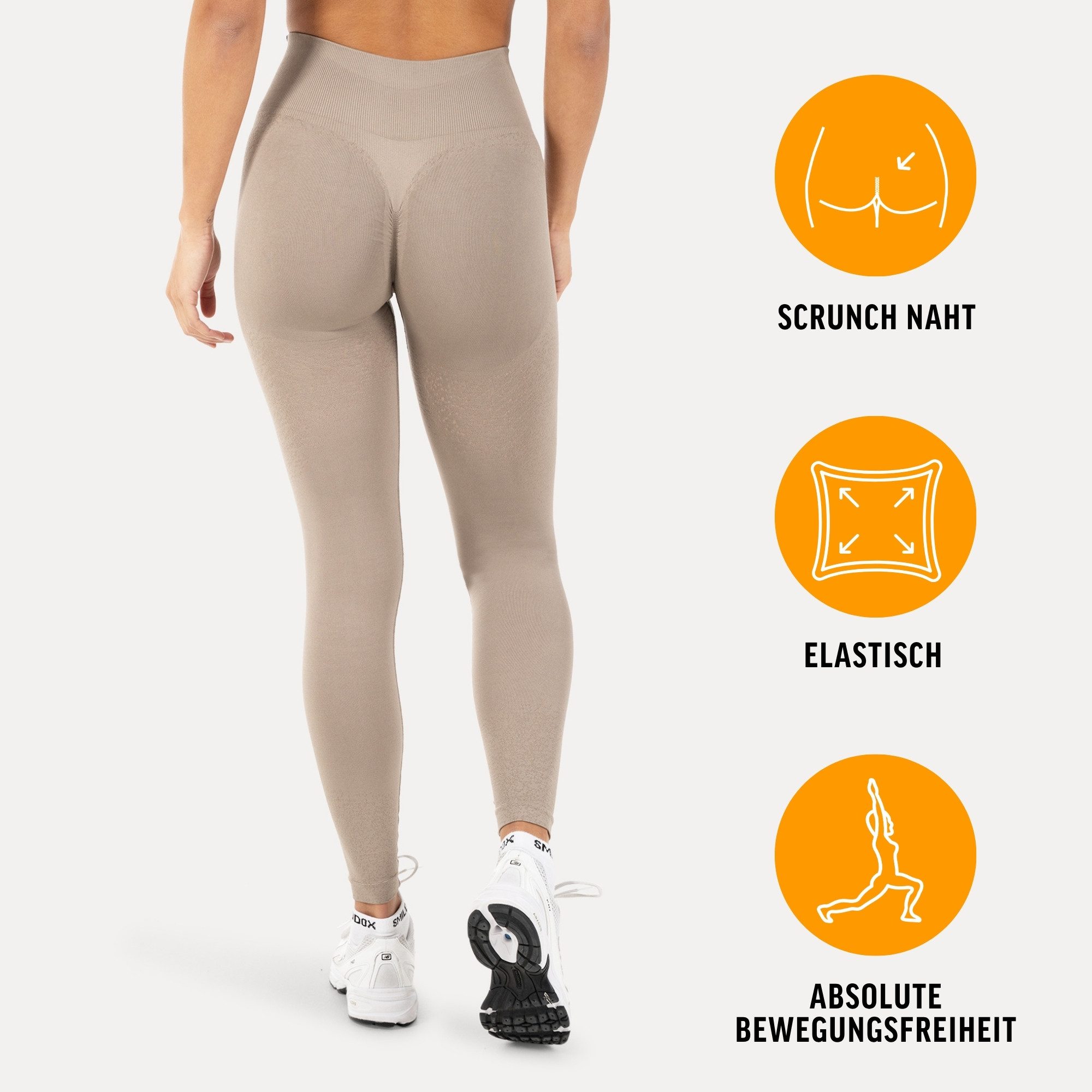 Smilodox Leggings Timea Sporthose Damen, Scrunch, Shaped Fit, High Waist, Gym Scrunch Naht, Rippstruktur, Shaped Fit, hoher Bund, Stretch