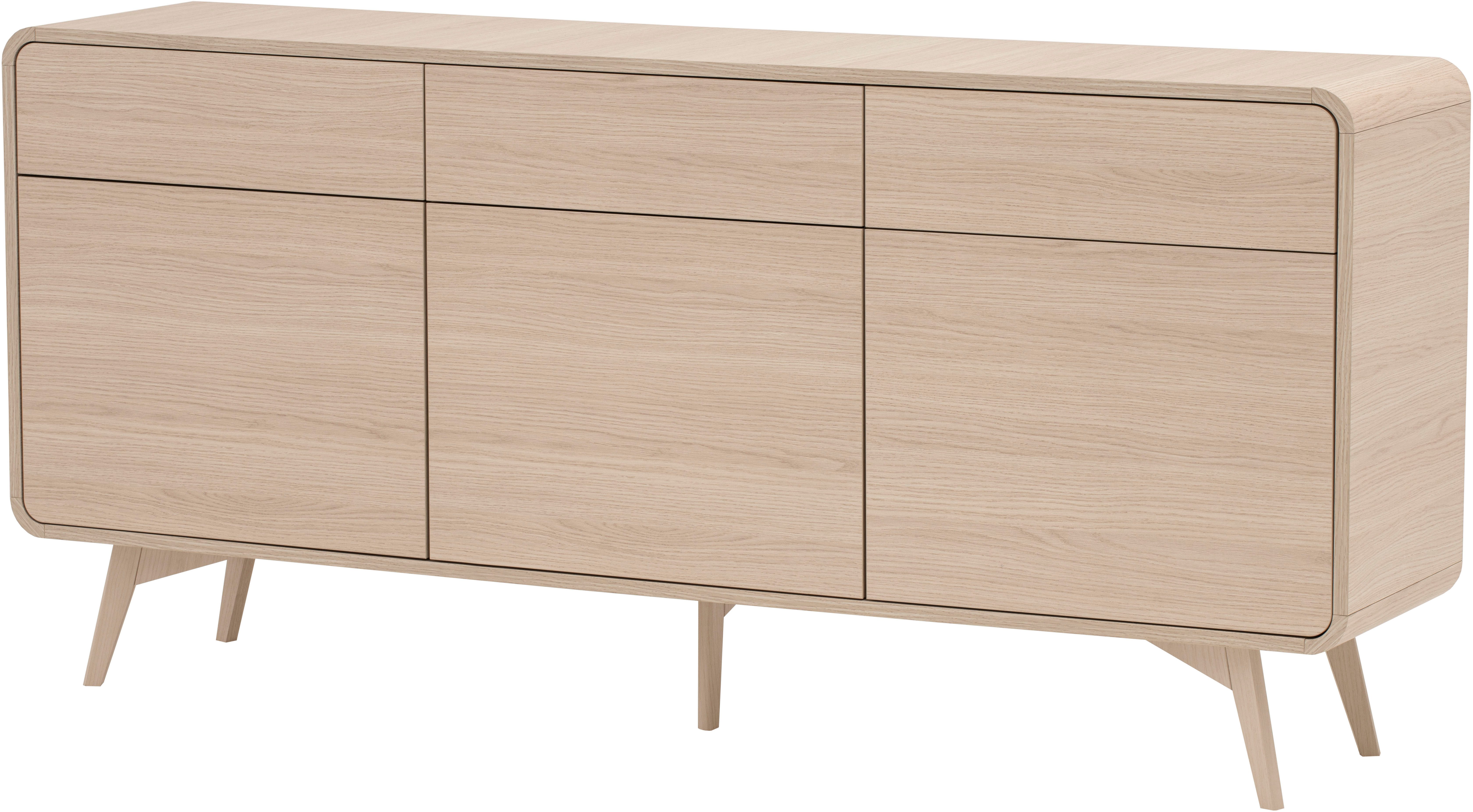 Home affaire Sideboard Torsby, moderner Schrank, Kommode in Eiche Natur, 180 cm breit, abgerundete Ecken, ausreichend Stauraum, vielseitig einsetzbar