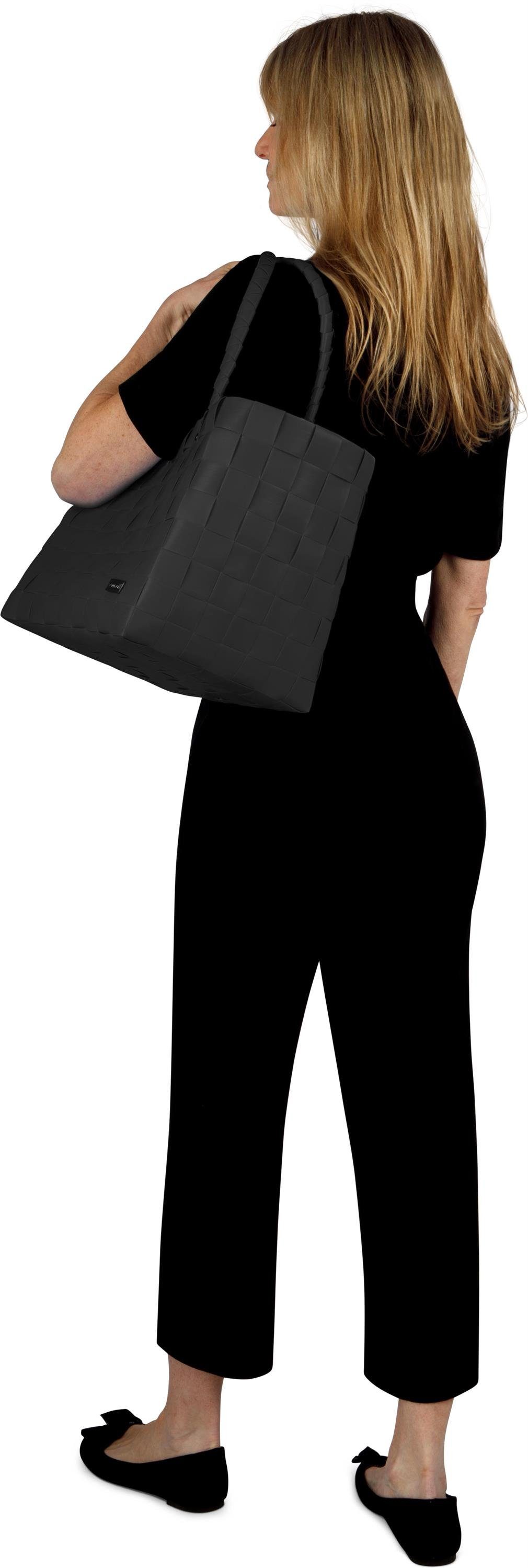 normani Einkaufskorb Einkaufskorb Einkaufstasche aus 20 Flechtkorb Material aus Schwarz l, Kunststoff, pflegeleichtem