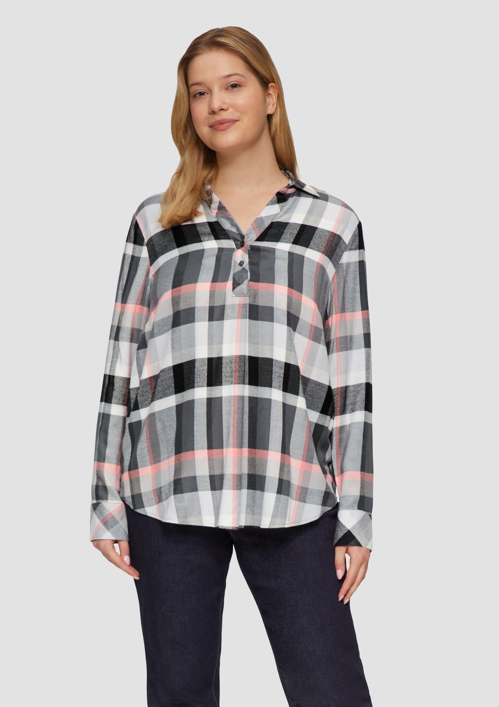 s.Oliver Langarmbluse Bluse Karierte Bluse mit Hemdkragen