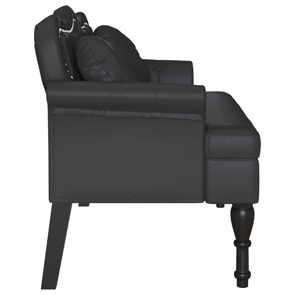vidaXL Sitzbank Chesterfield Bank Schwarz 120,5 x 65 x 75 cm Kunstleder (1-St) – Bild 5 von 5