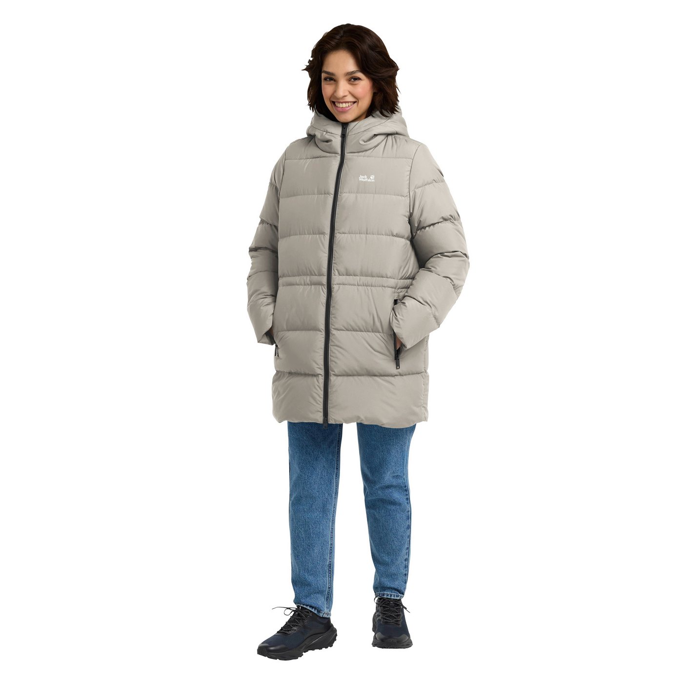 Jack Wolfskin Steppmantel FROZEN PALACE LONG JKT W RDS mit Kapuze, wärmeisolierende Füllung, winddicht