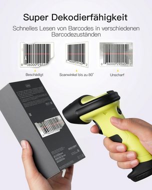 Inateck 1D Barcode Scanner Wireless 2.4 GHz, 35 m Reichweite Handscanner